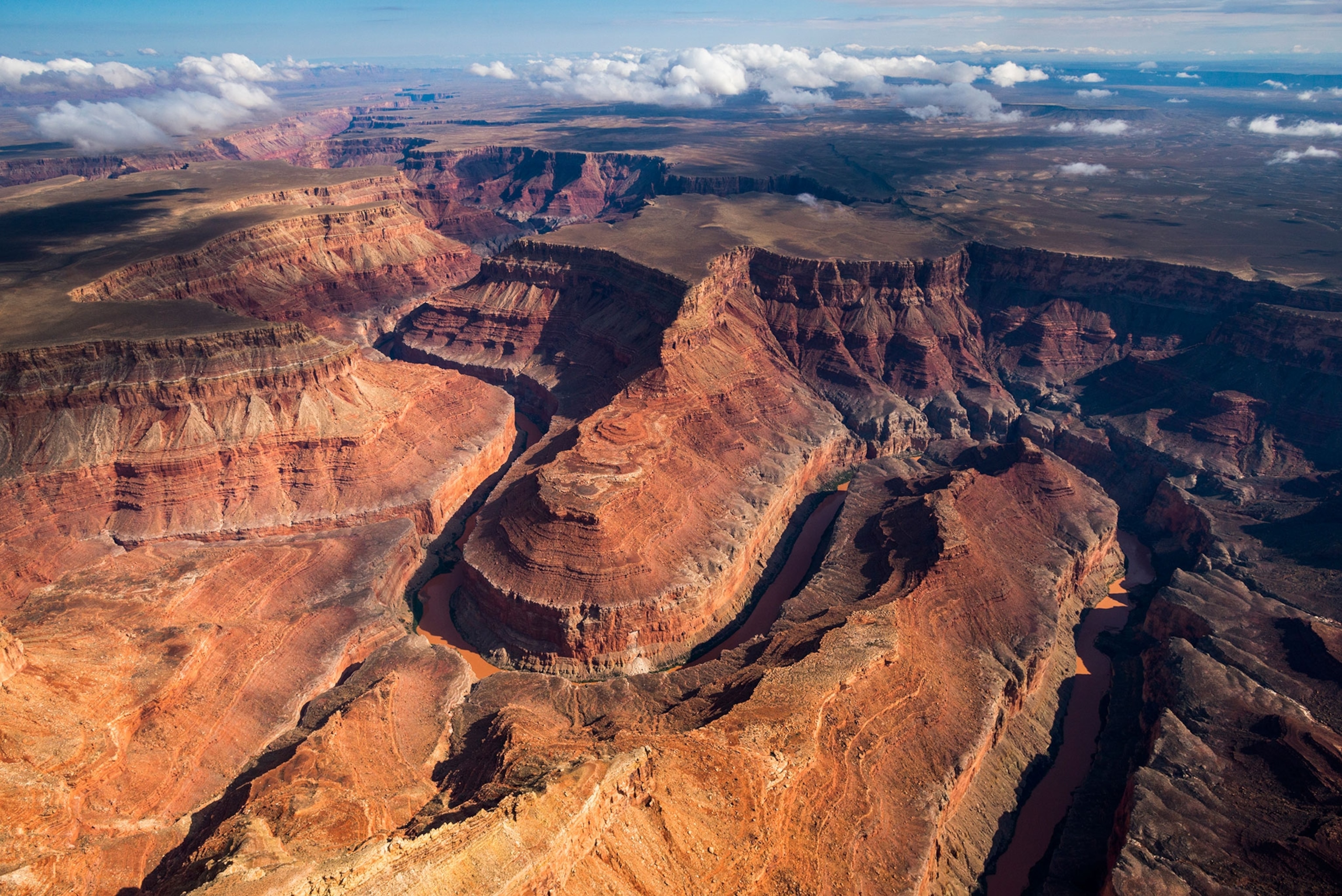 an aerial view of the Colorado River in the Grand Canyon
