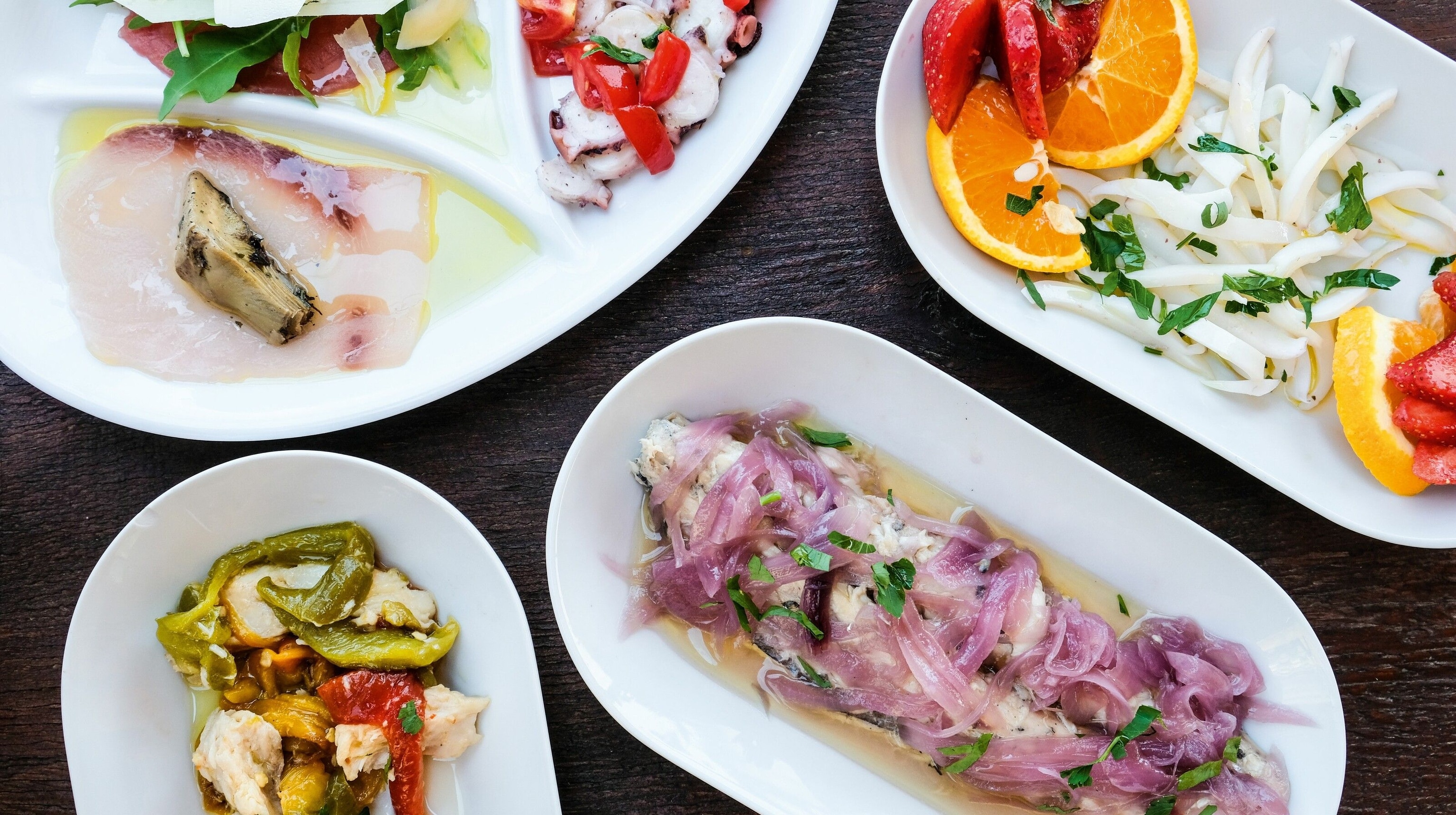 Fish starters at Trabocco Cungarelle.