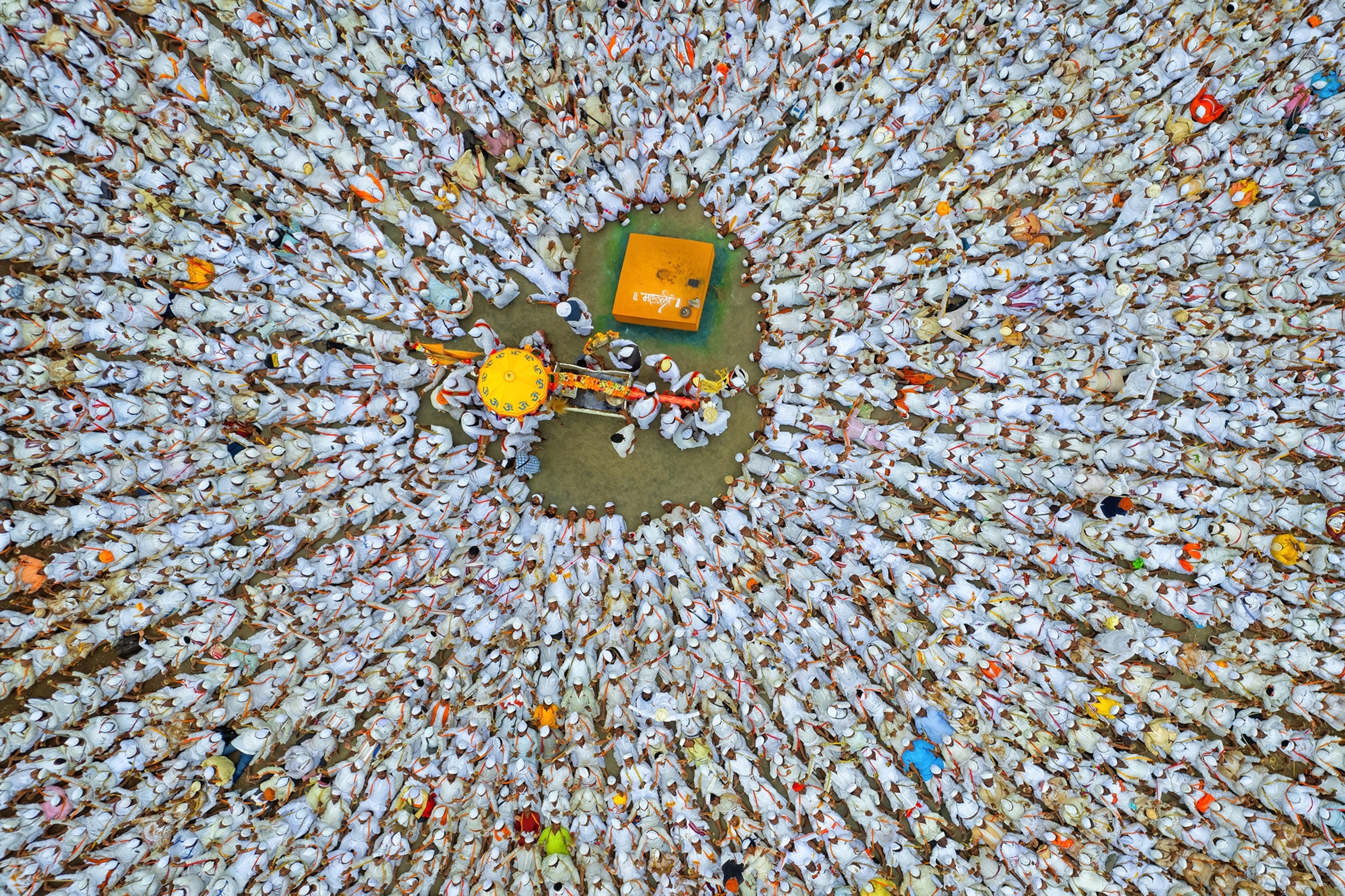 bird's eye view of a festival in India