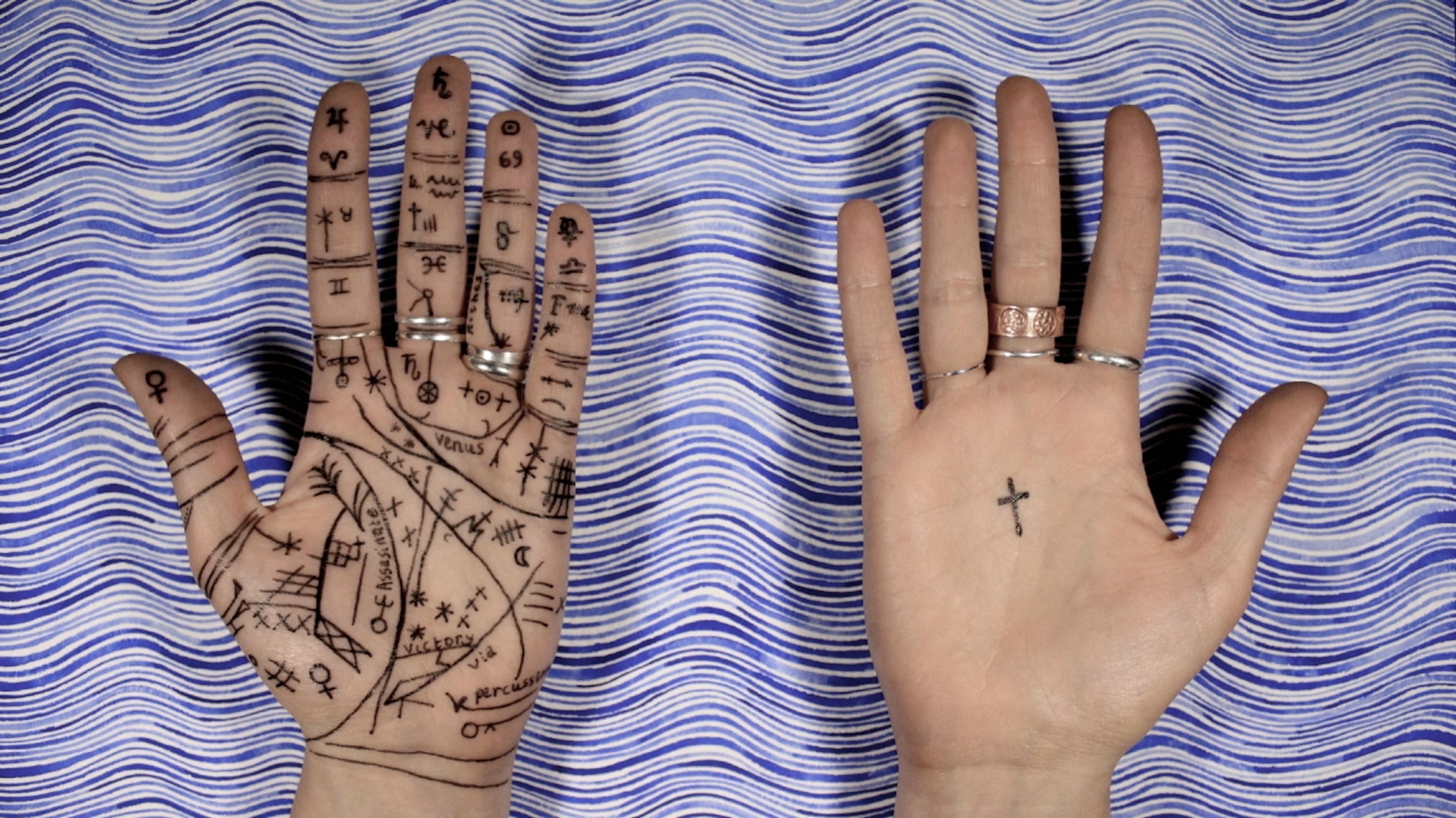 palmistry hand and cross on hand