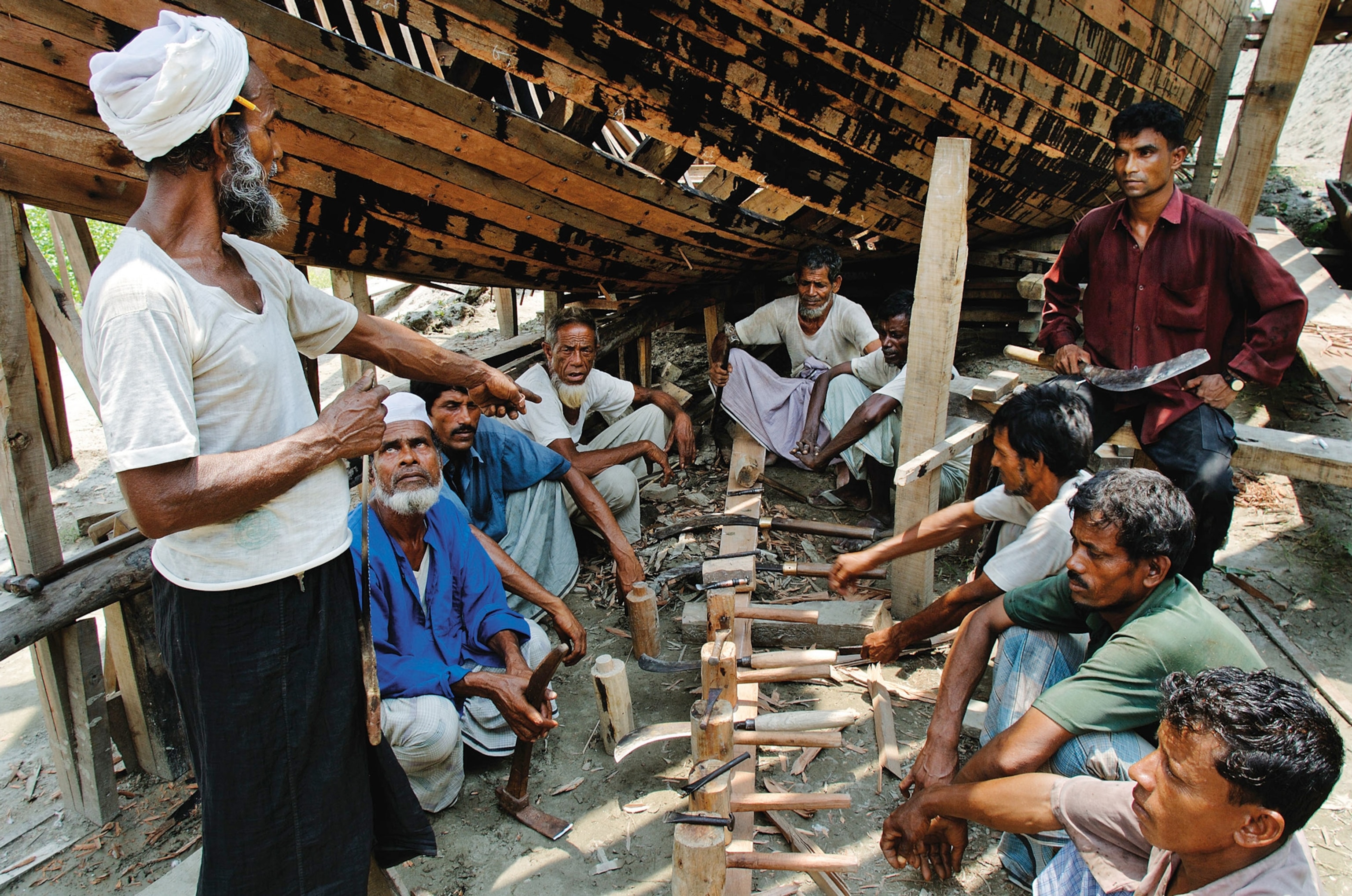 carpenters working on a boat