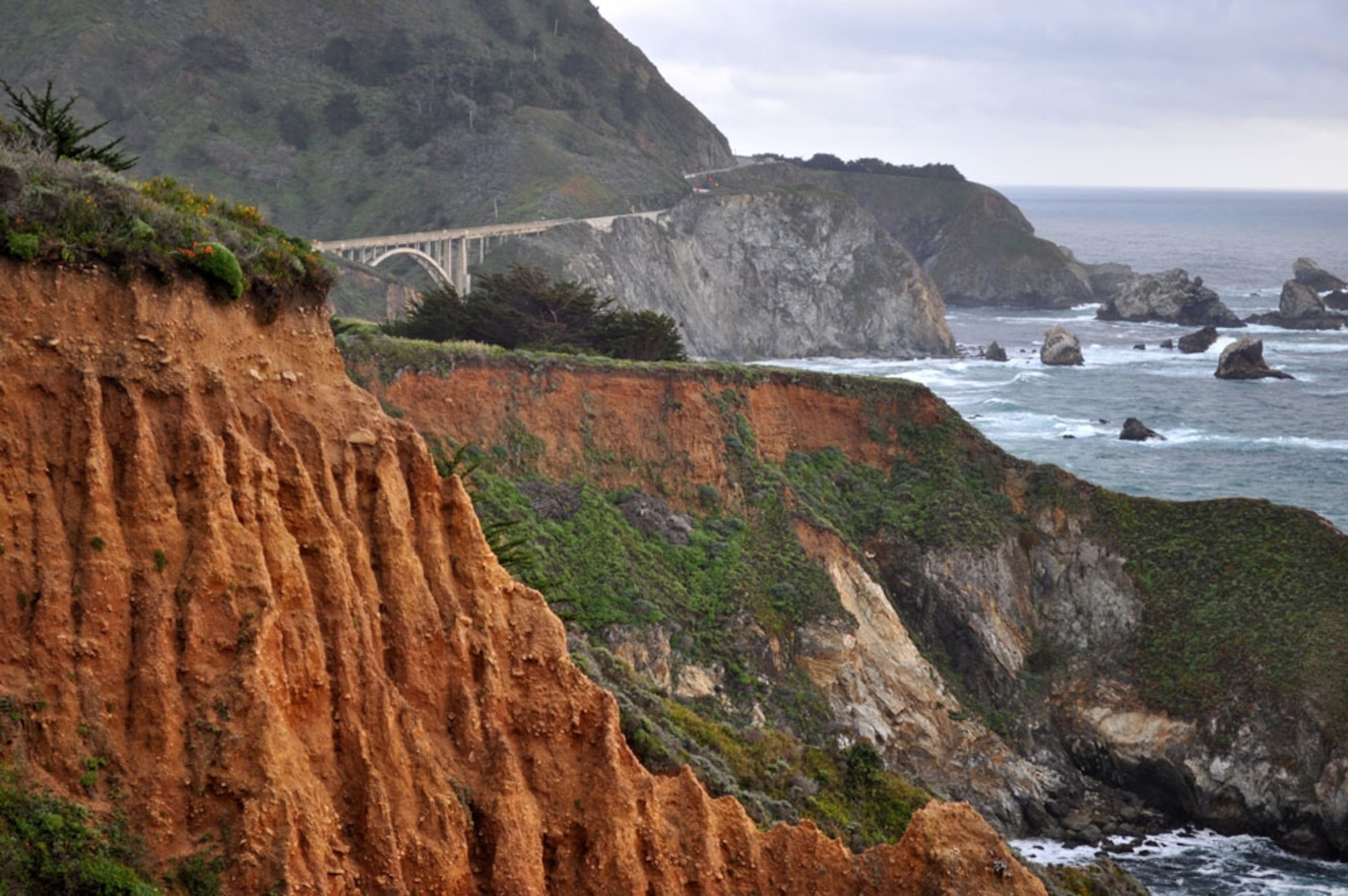 Taken on California Highway 1 with the Rocky Creek Bridge in the distance.
