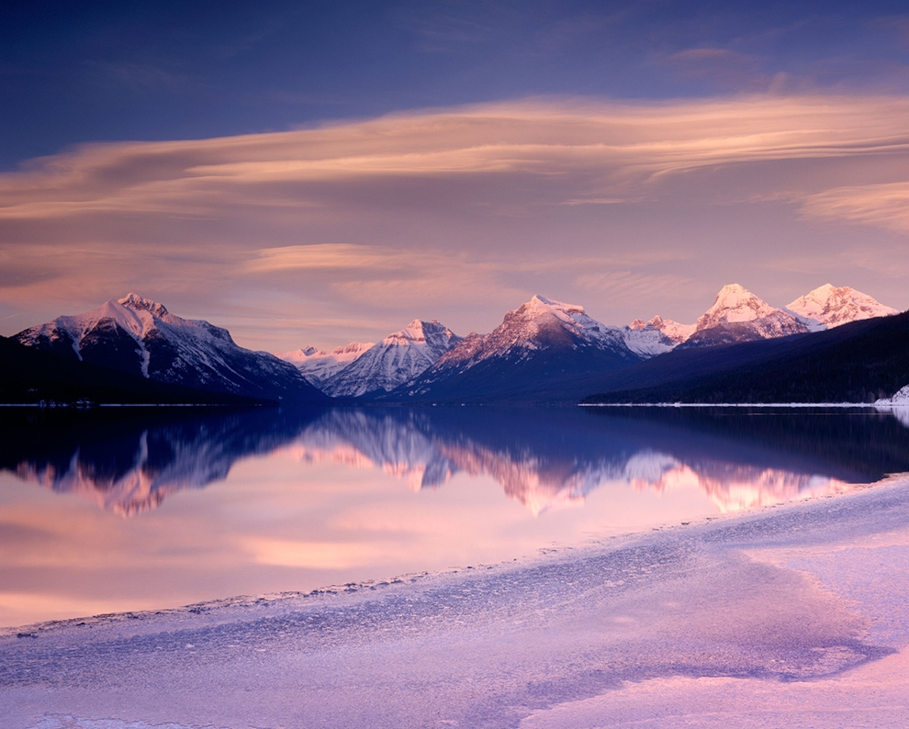 Lake McDonald in winter, Glacier National Park, Montana