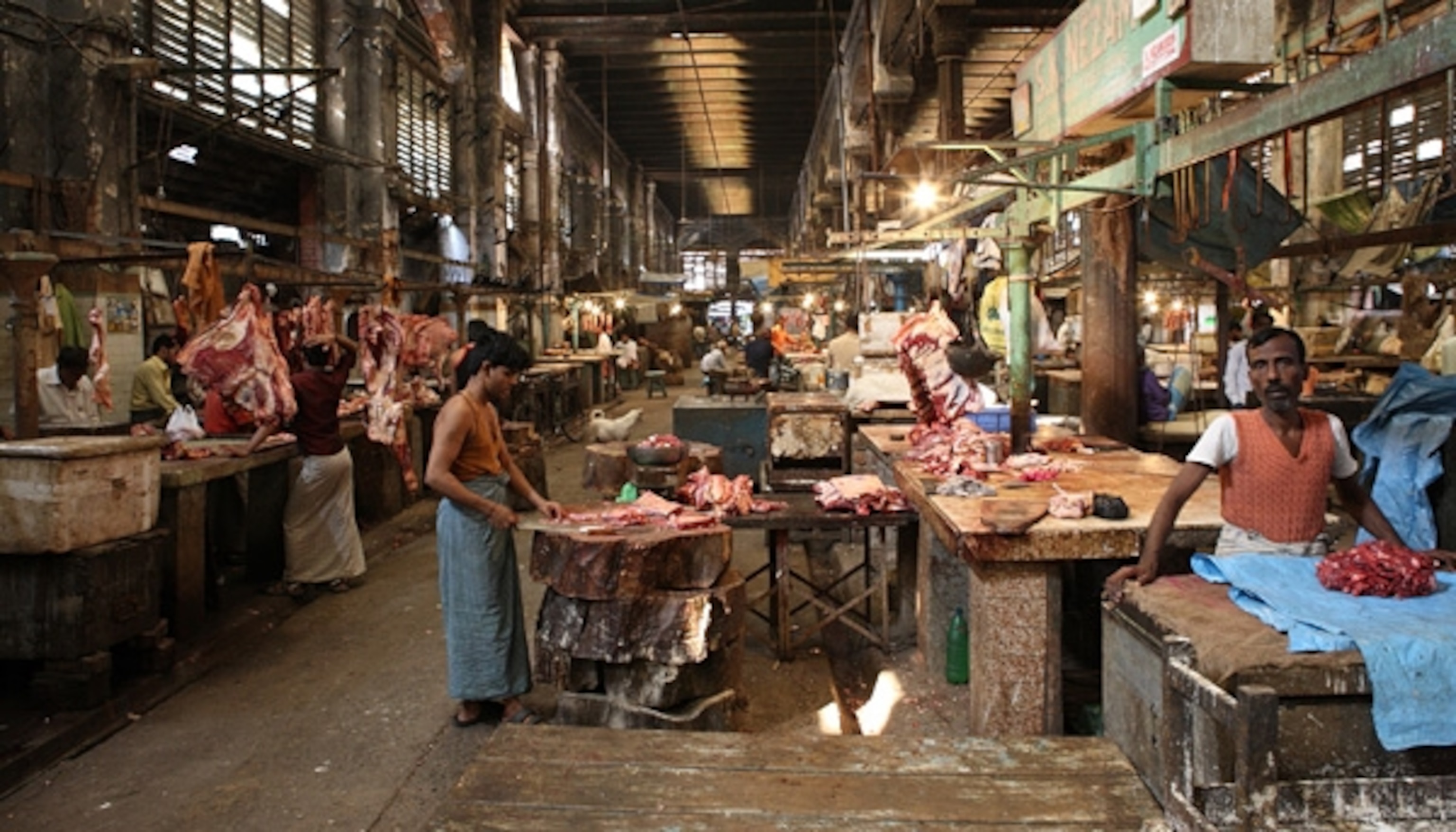 A butcher shop in Delhi, India