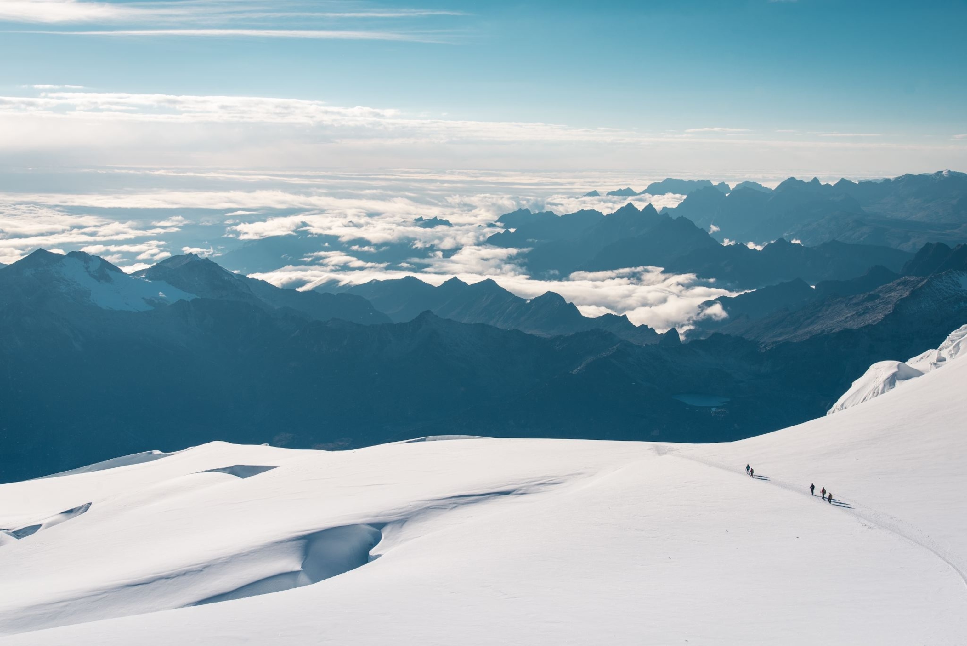 hikers on Huayna Potosi, Bolivia
