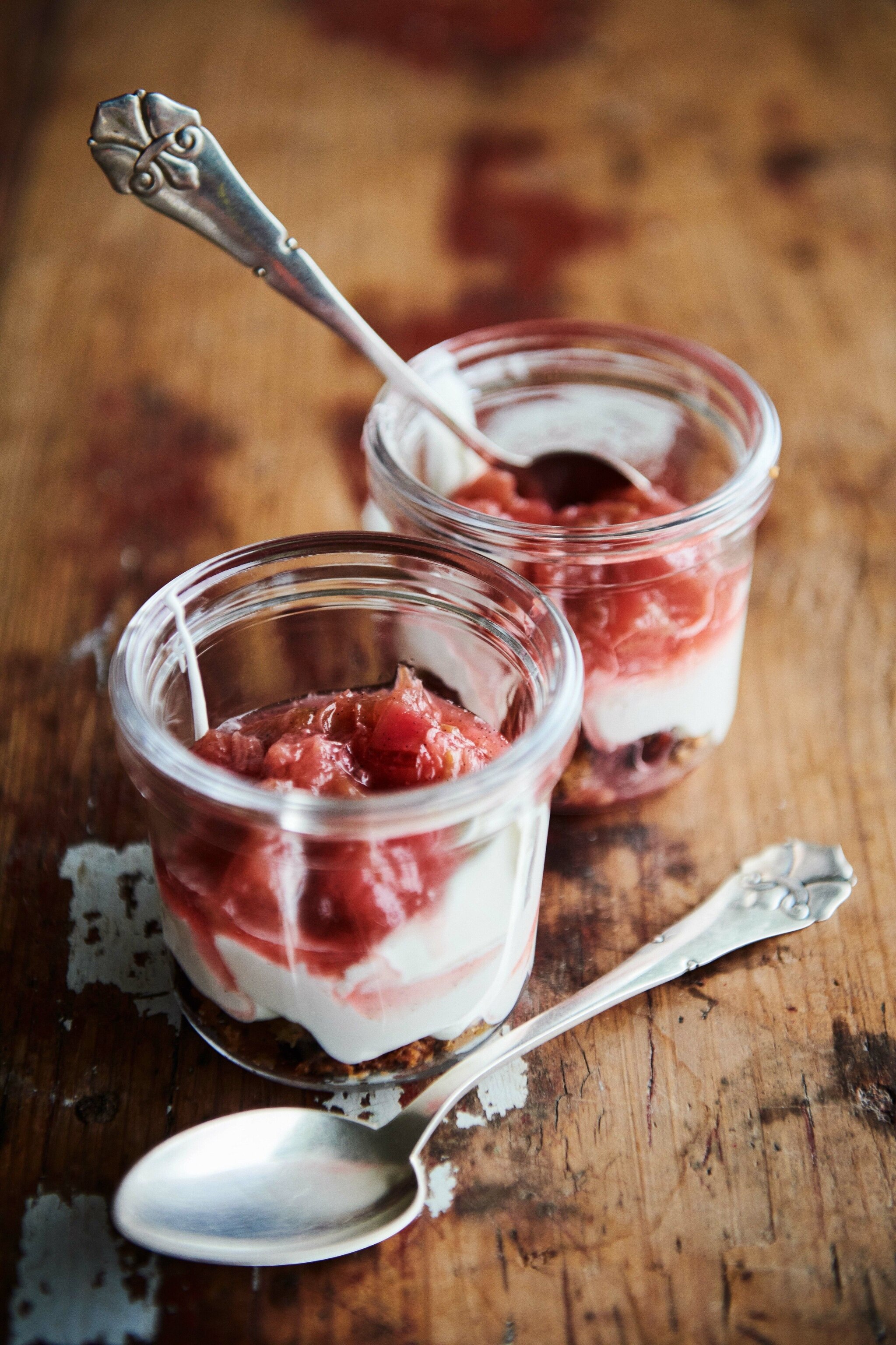 Anna’s rhubarb, cream and hazelnut dessert.
