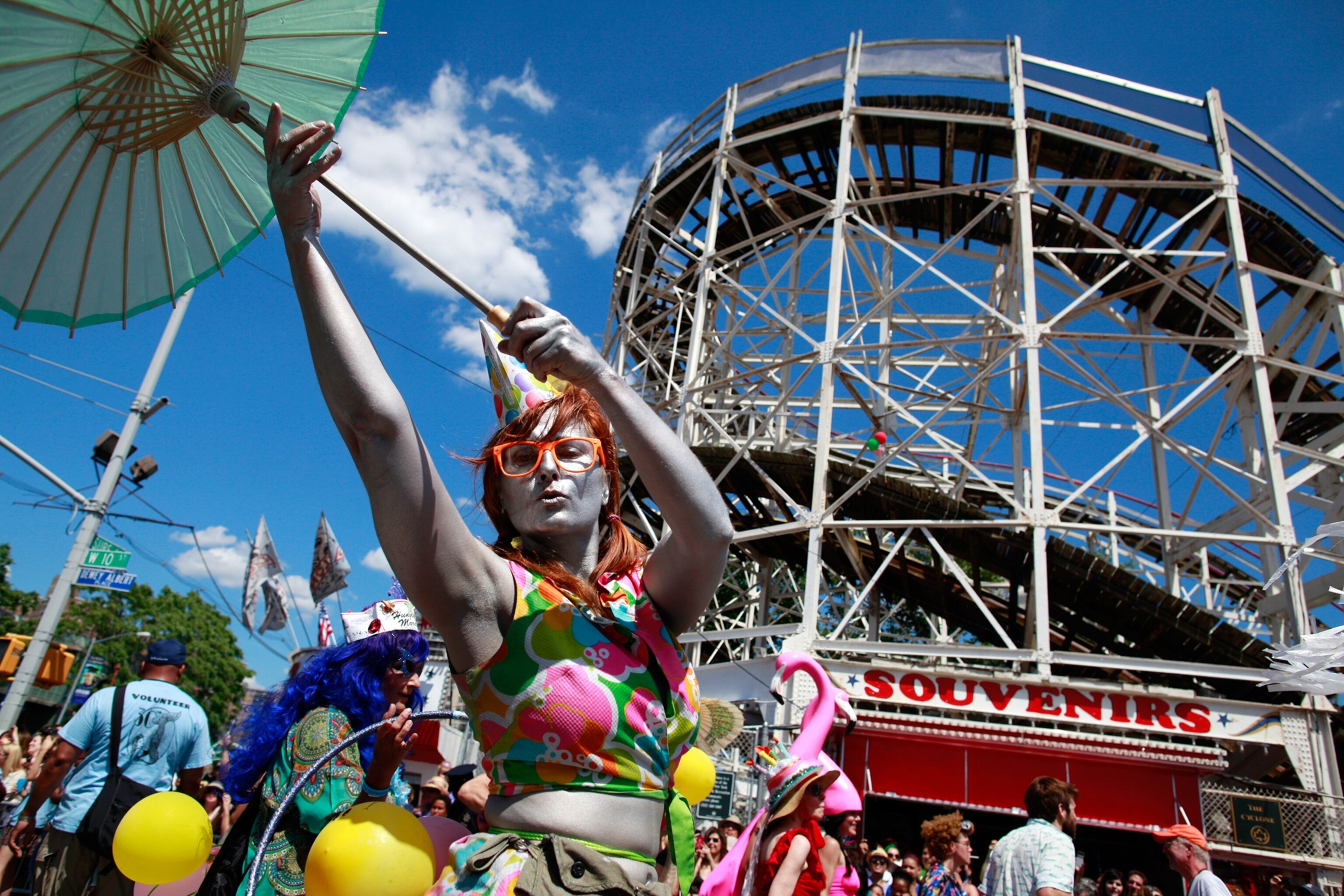 People take part in the Mermaid Parade at Coney Island, in the Brooklyn borough of New York city.