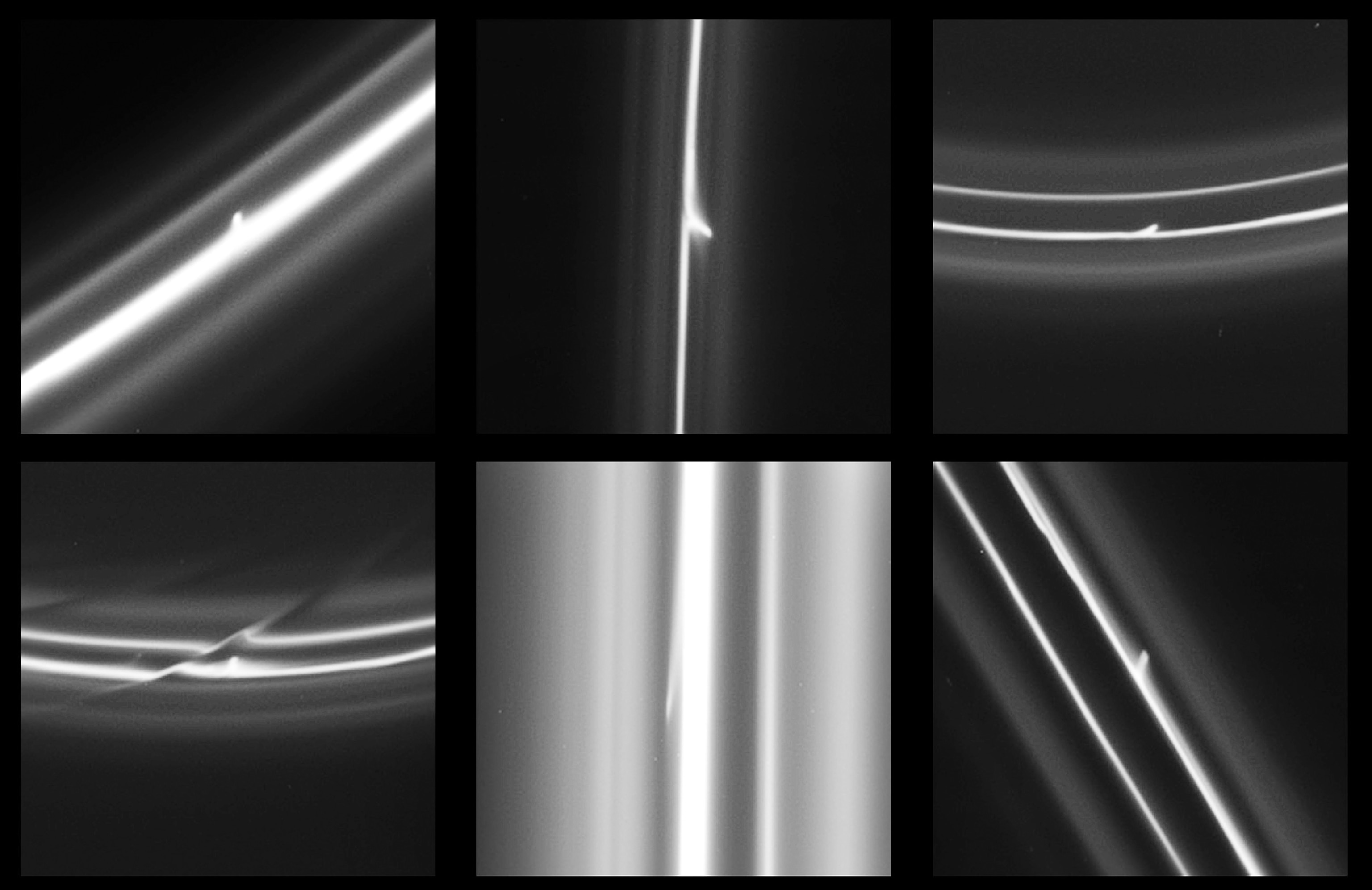 Saturn picture: several frames showing mini-jets in the F ring