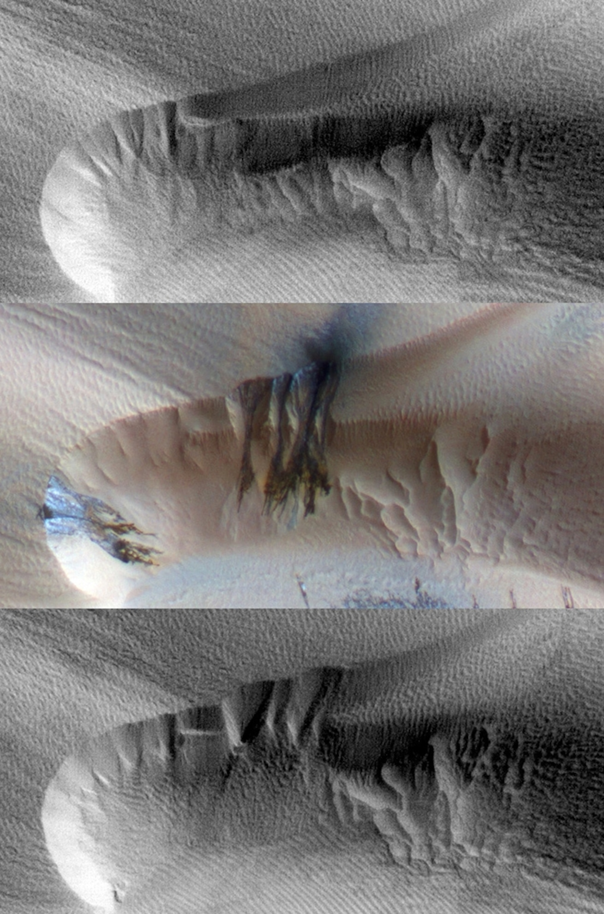 Mars pictures: Images show changes to Mars dunes over two years.