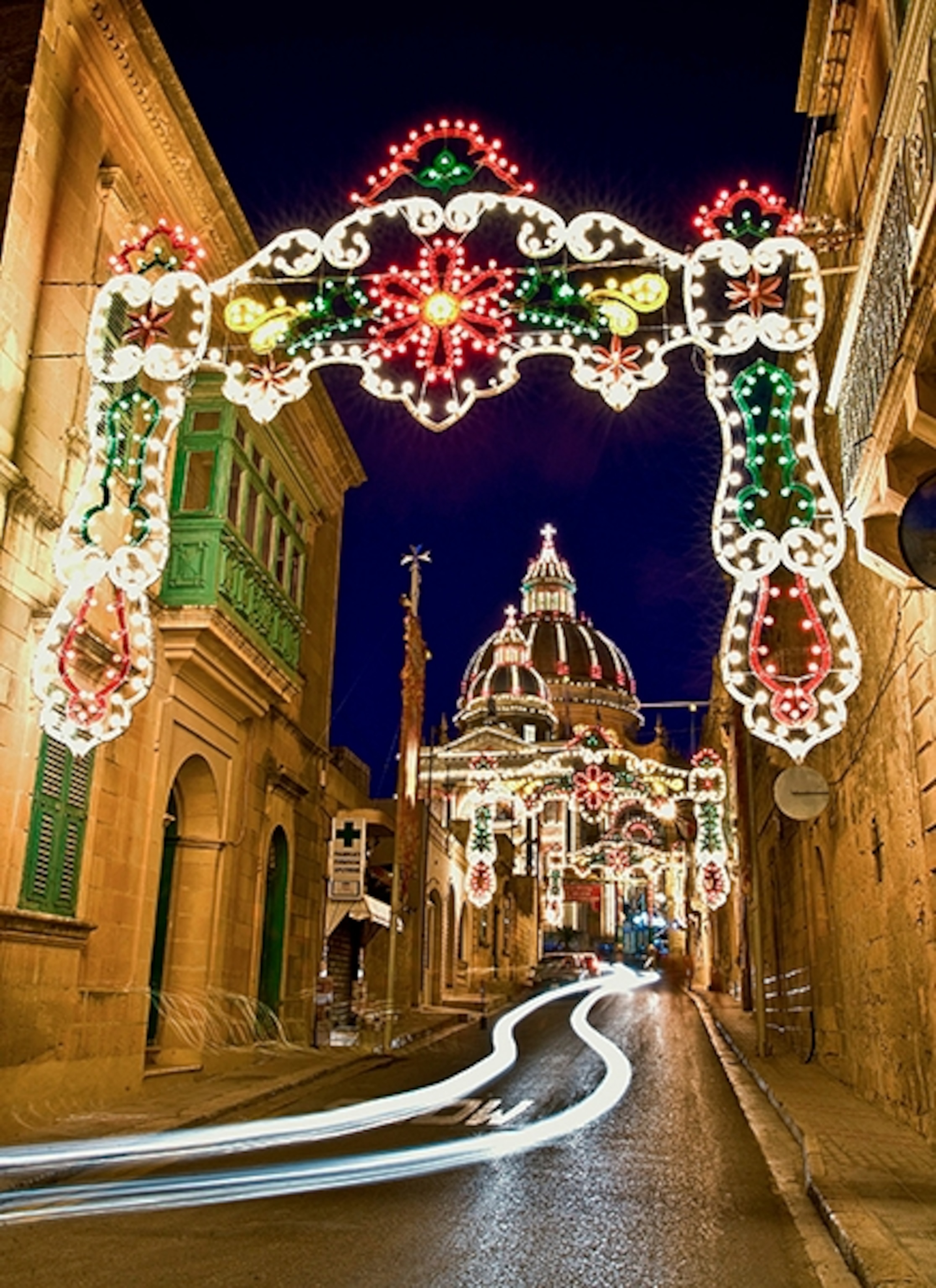 festival lights in Xewkija, Malta