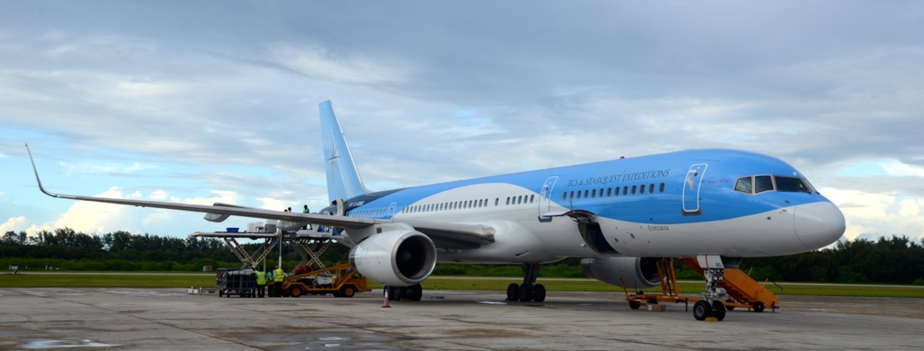 Our private jet, for National Geographic's 125th Anniversary Expedition (Photo by Andrew Evans, National Geographic)