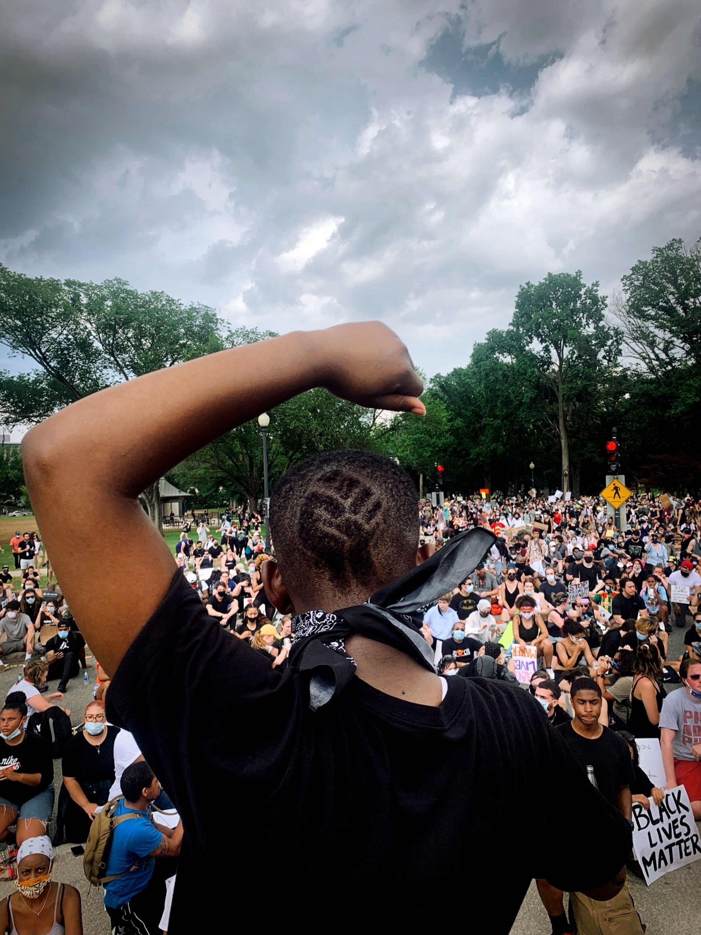 a person protesting in Washington D.C.