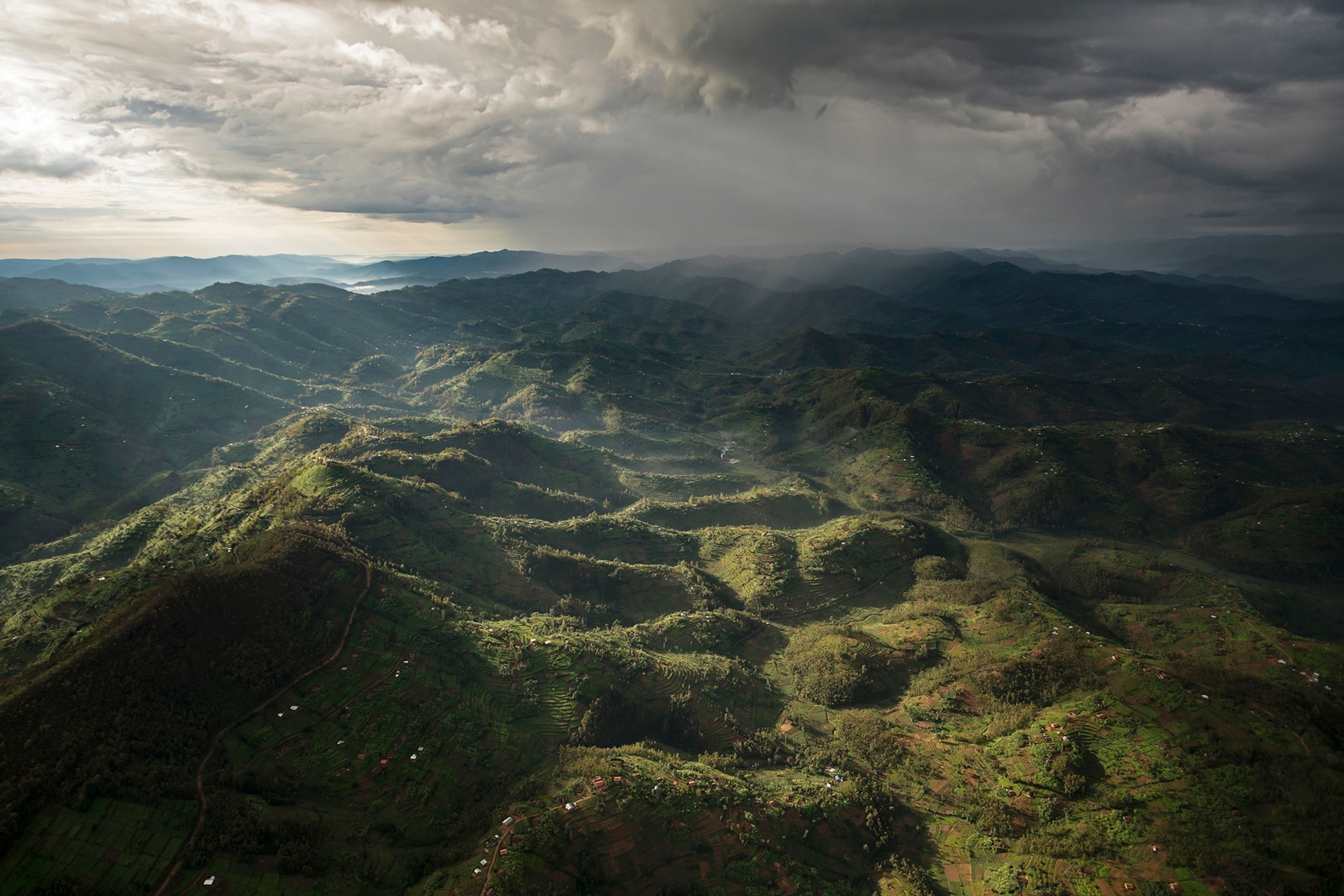 Aerial view of habitat in northern Rwanda.