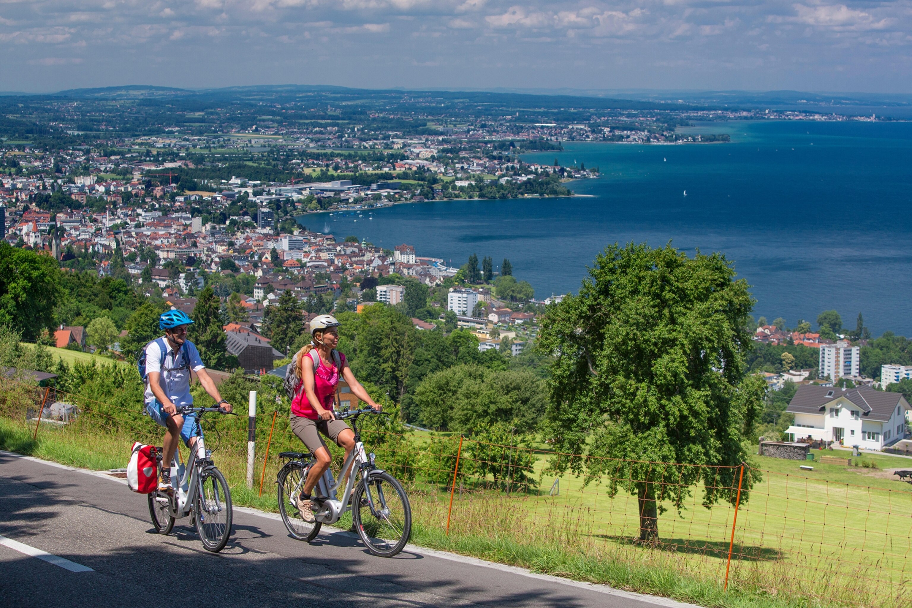 bikers riding around Lake Constance in Rorschach, Switzerland