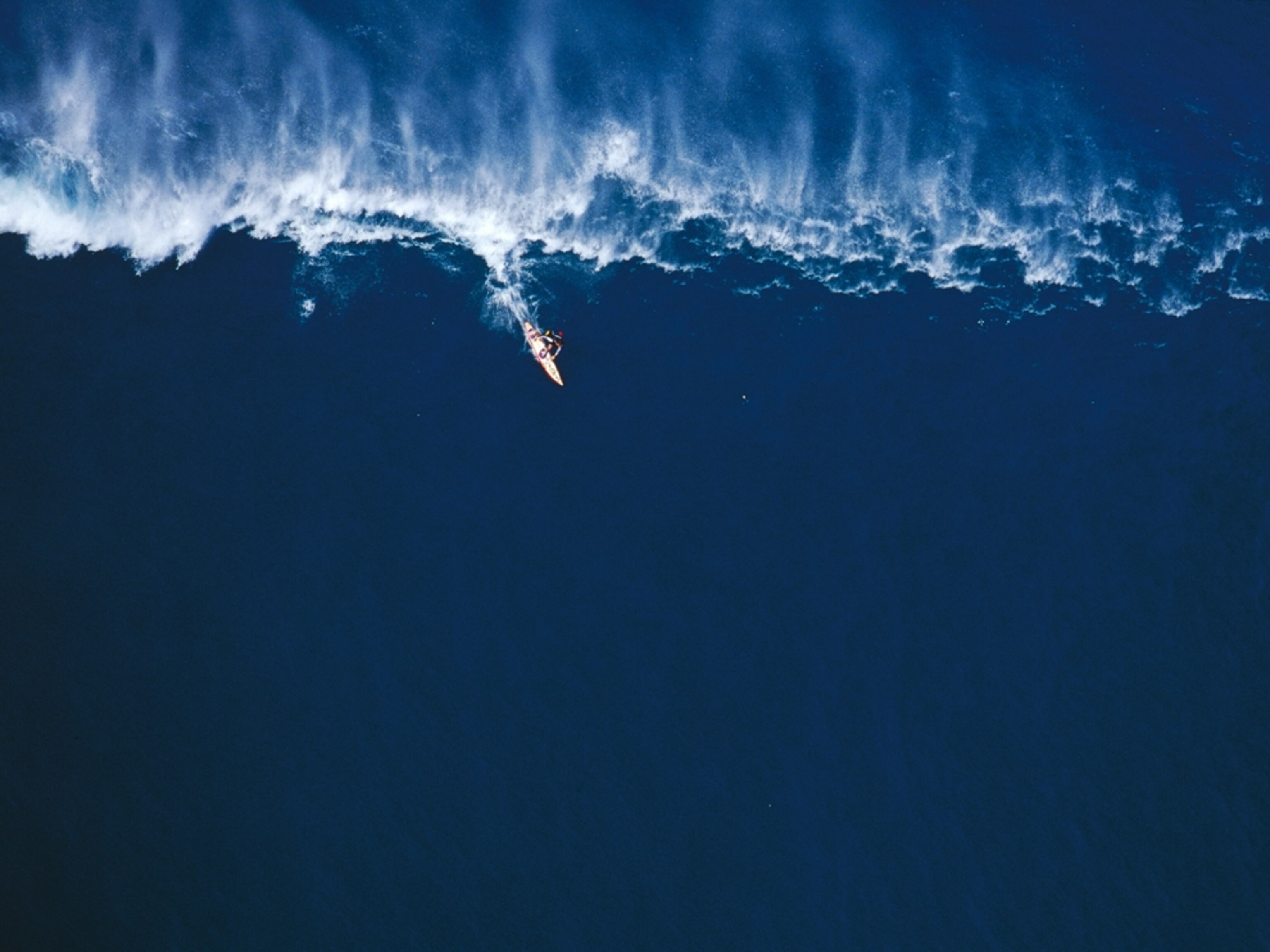 Aerial view of surfer