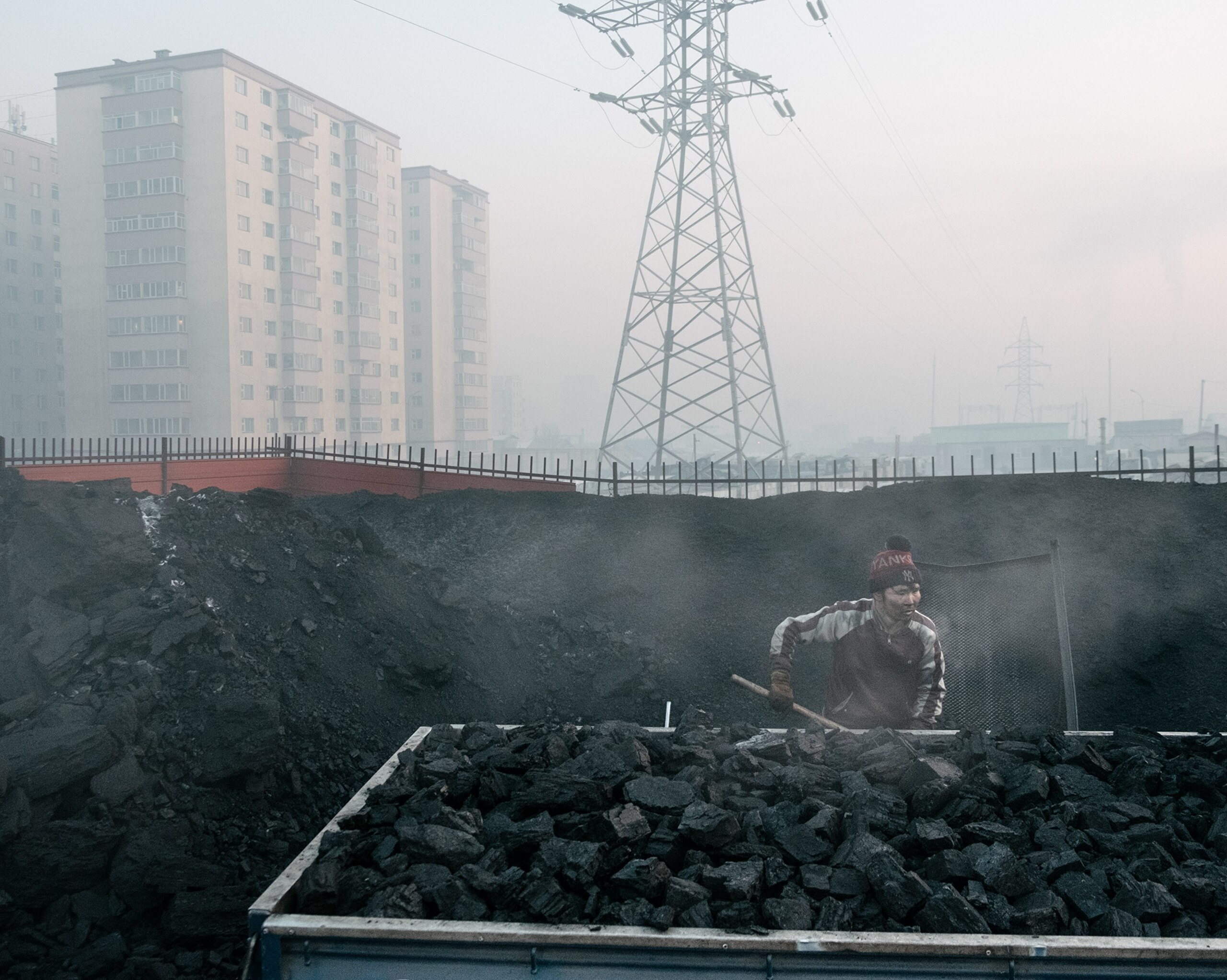 A local street coal seller in Bayankhoshuu, one of the worst polluted neighborhoods of Ulaanbataar.