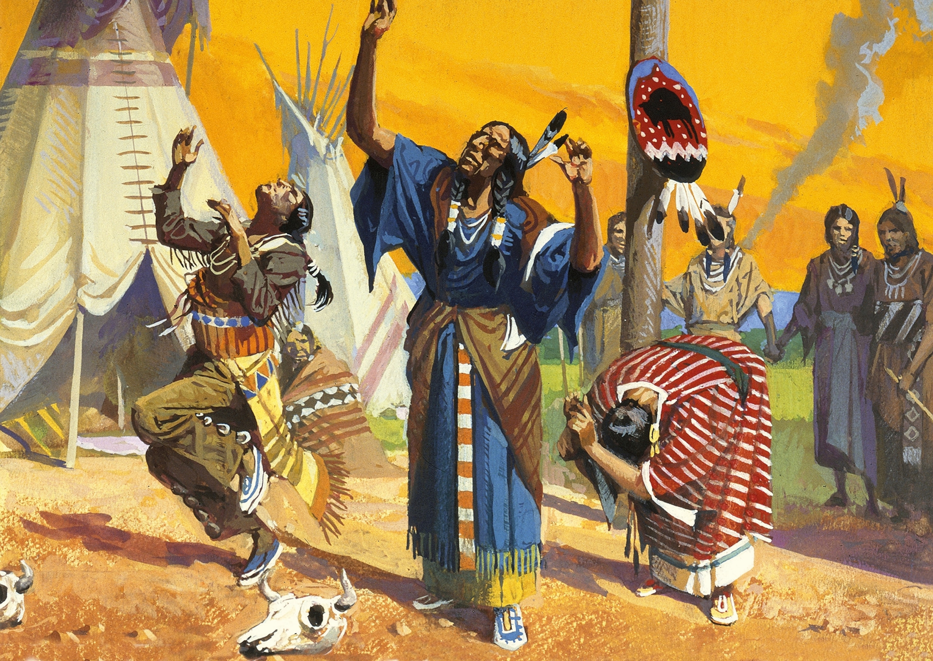 An image of the ghost dance being practiced.