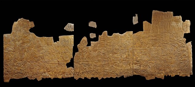 Panels from the North Palace depict Ashurbanipal&rsquo;s victory against the Elamites at the Ulai River (in present-day Iran) in 653 B.C.