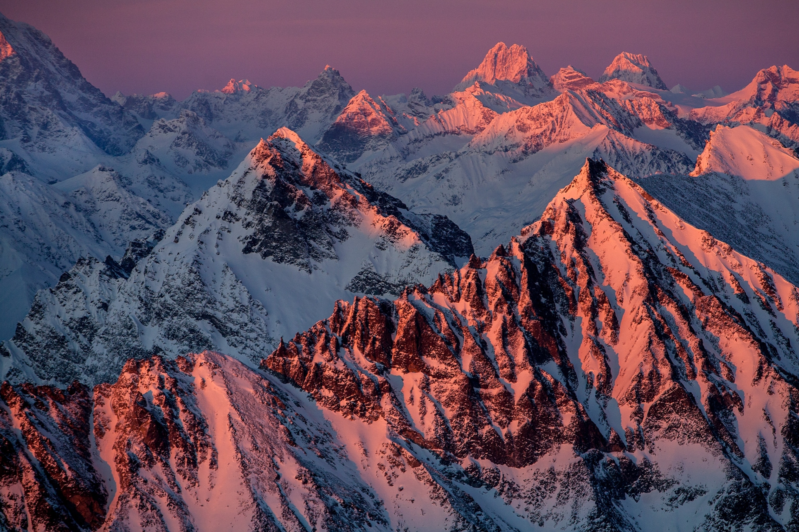 Lake Clark National Park & Wilderness, Alaska, as seen from the air in mid winter.