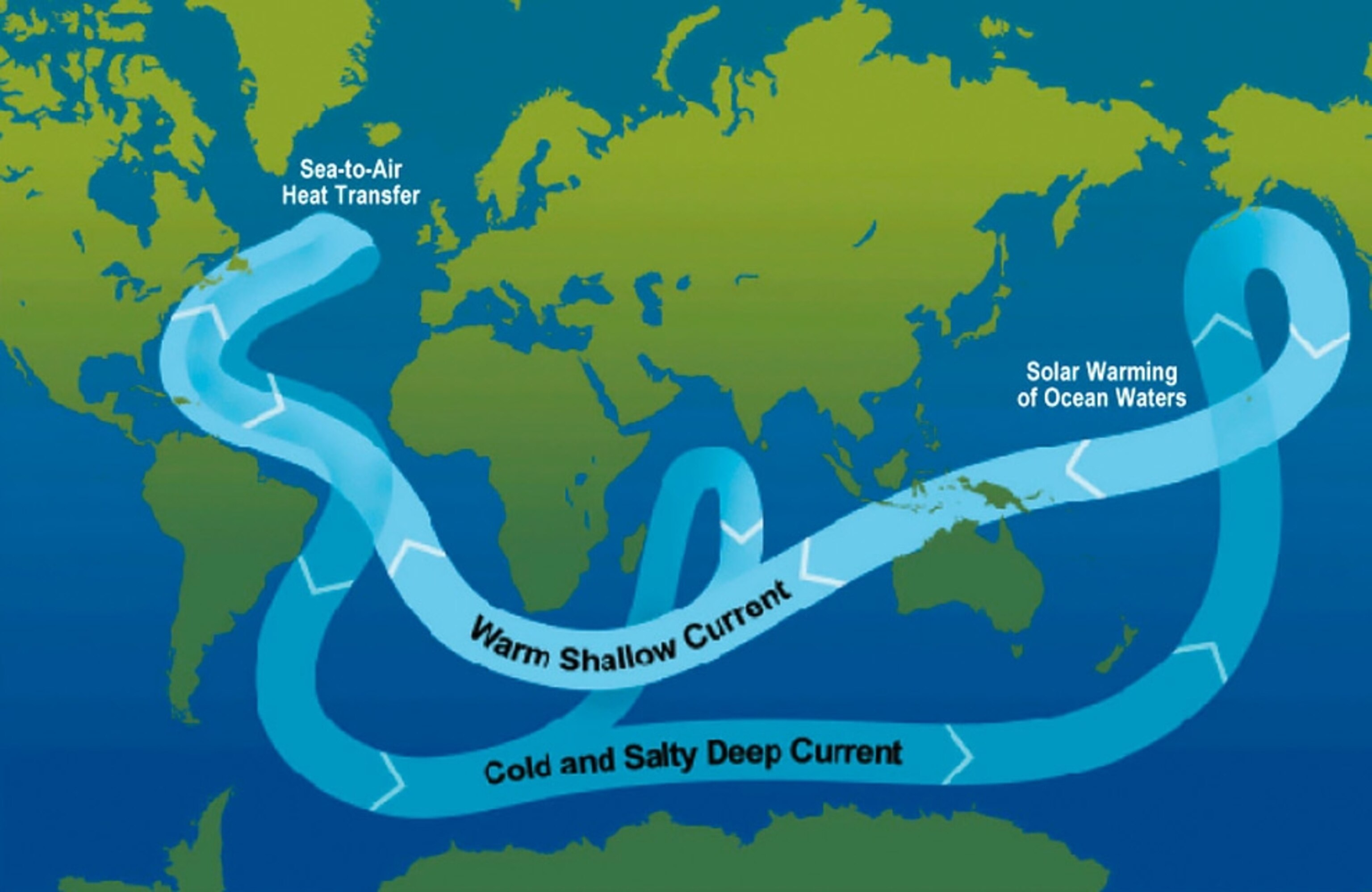 Map of global ocean currents, which may be affected by huge new icebergs of Antarctica