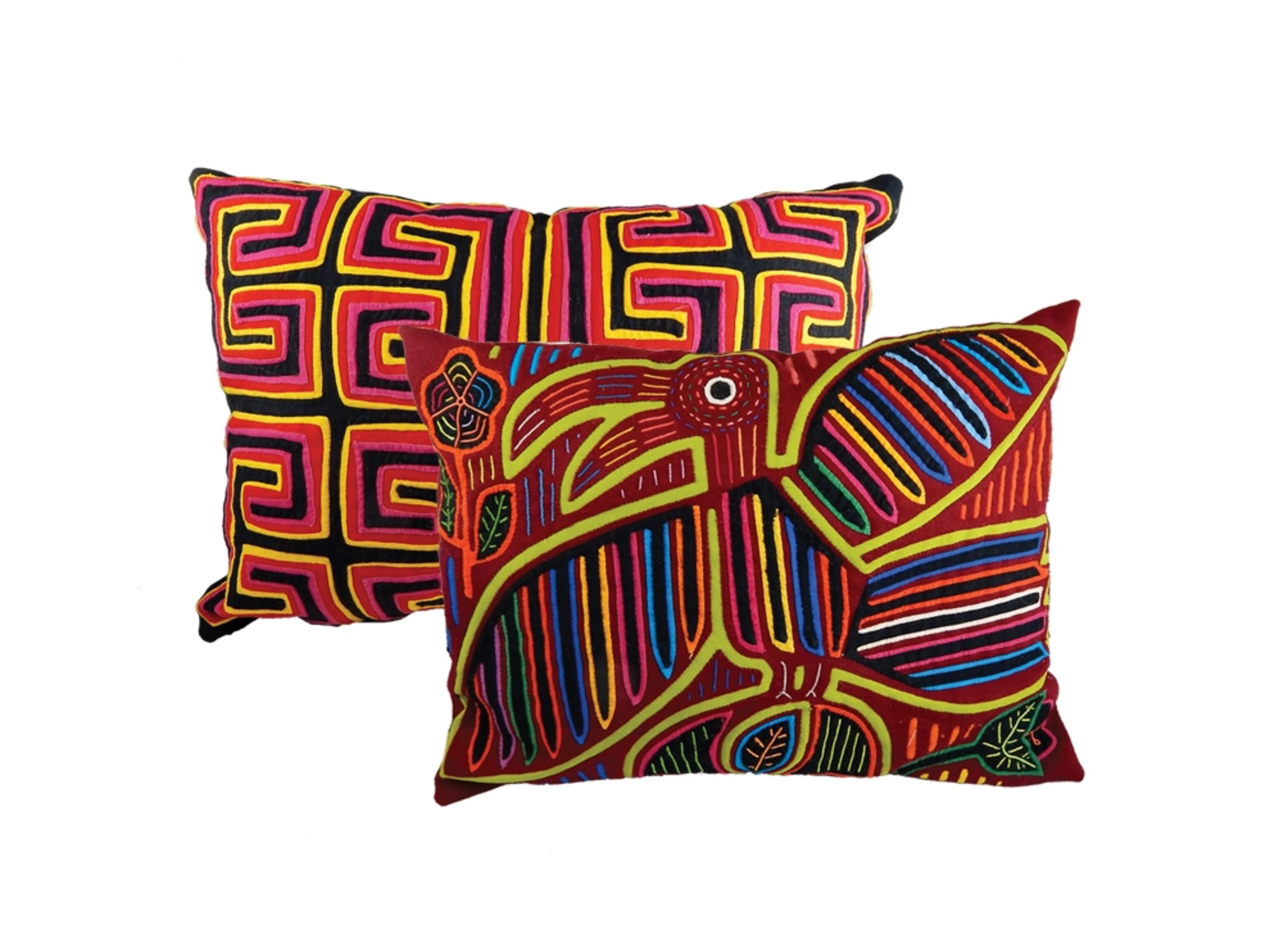 two pillows made by Teysha in Guatemala