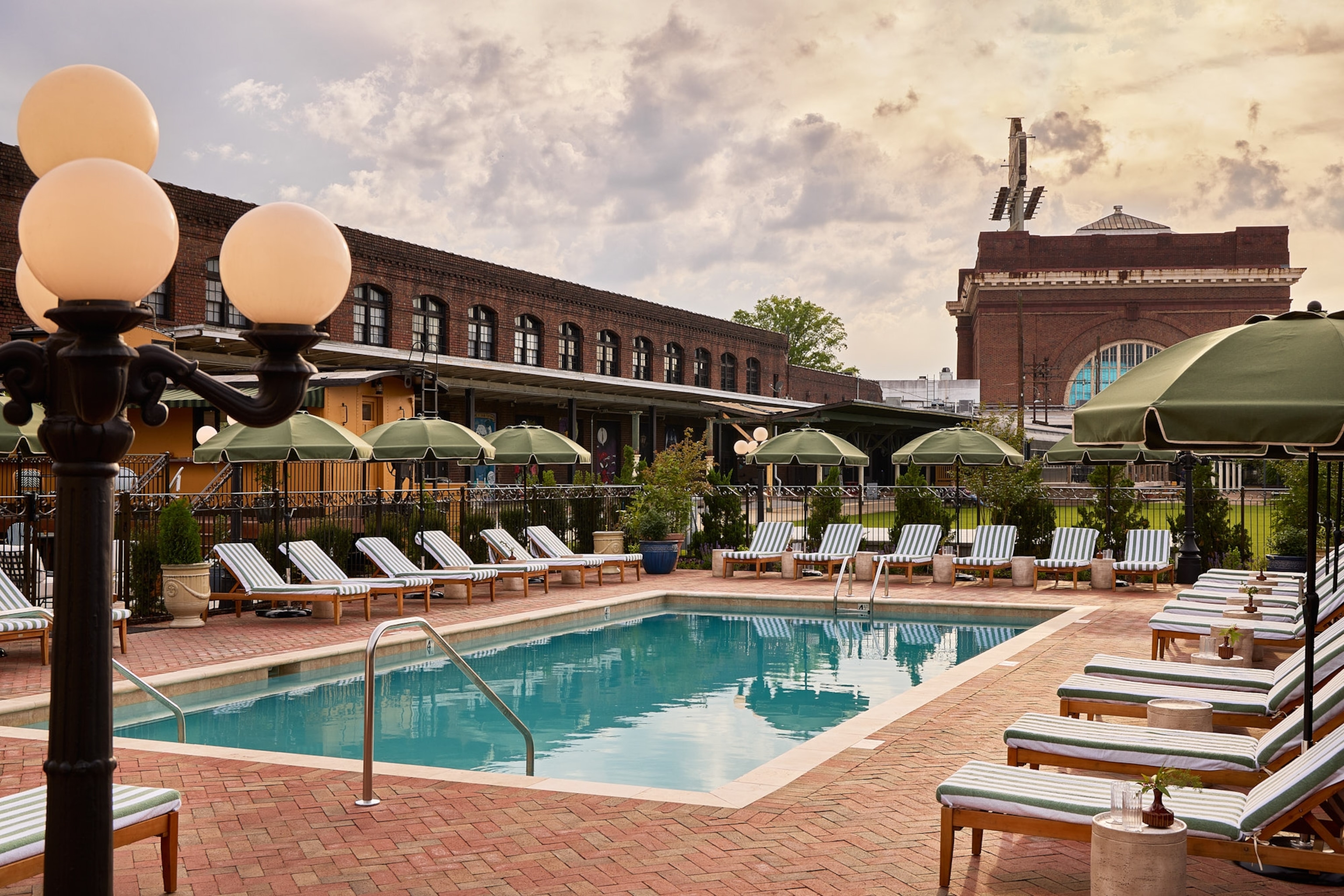 A top down view of a pool.