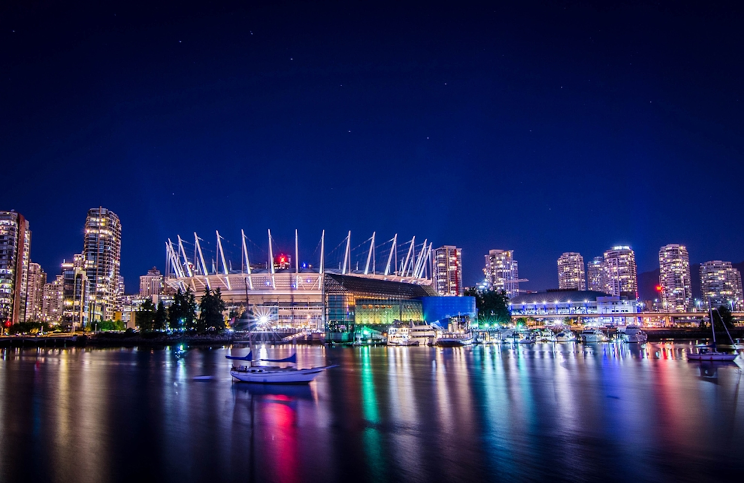 the Vancouver skyline at night
