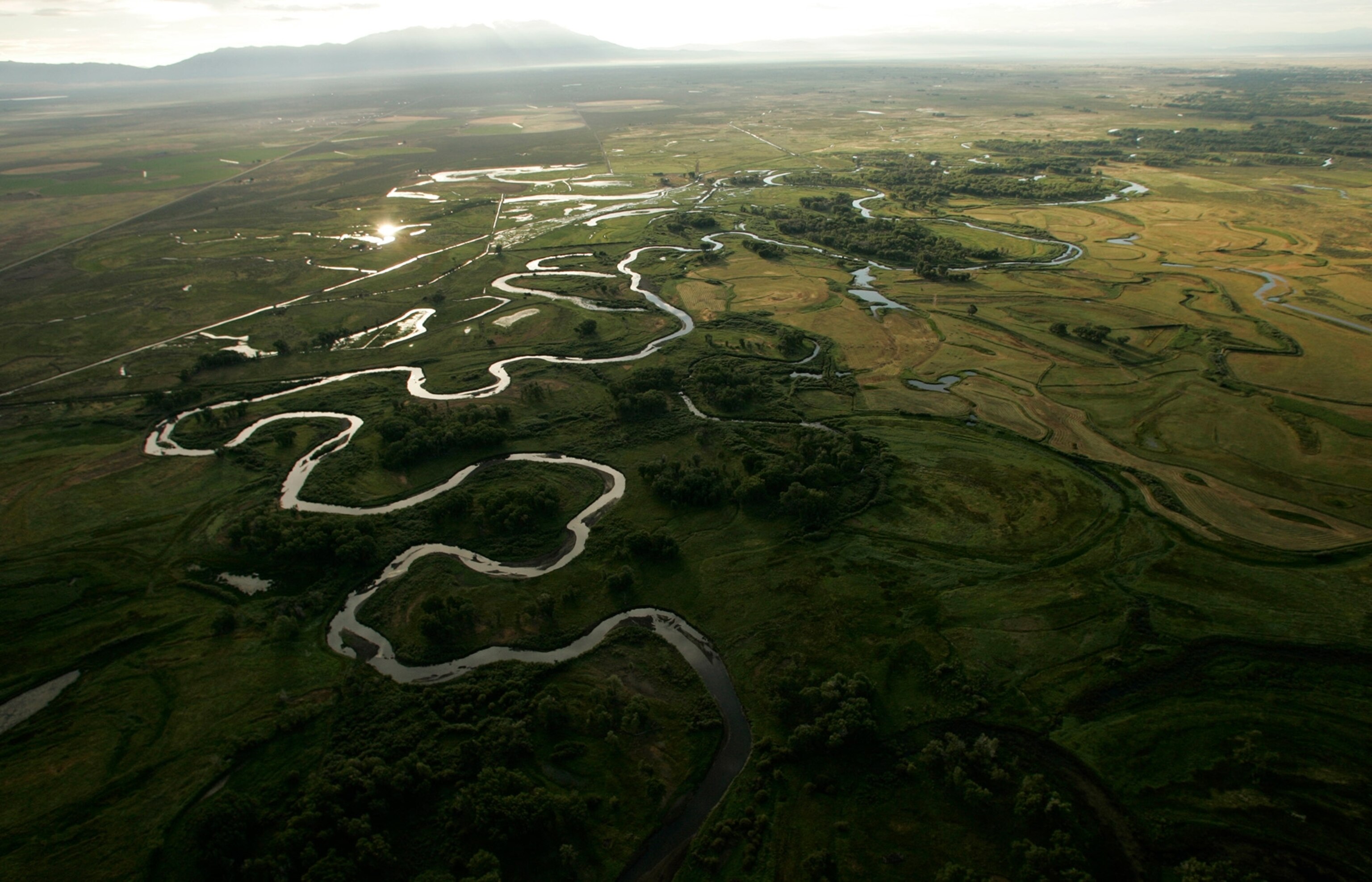 an aerial view of the Rio Grande River in Colorado