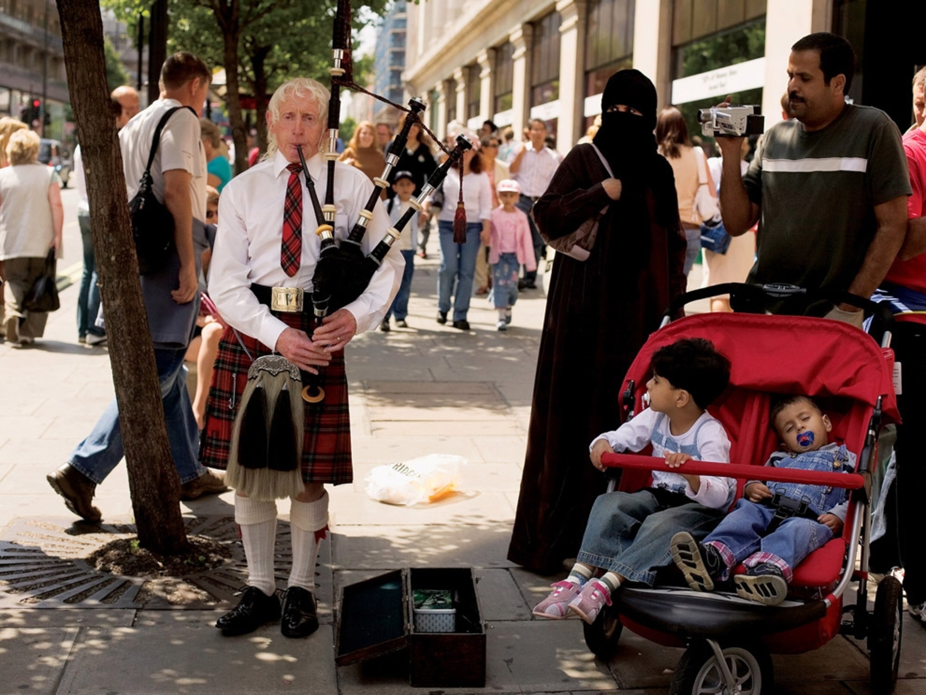 Scottish bagpiper on Oxford Street