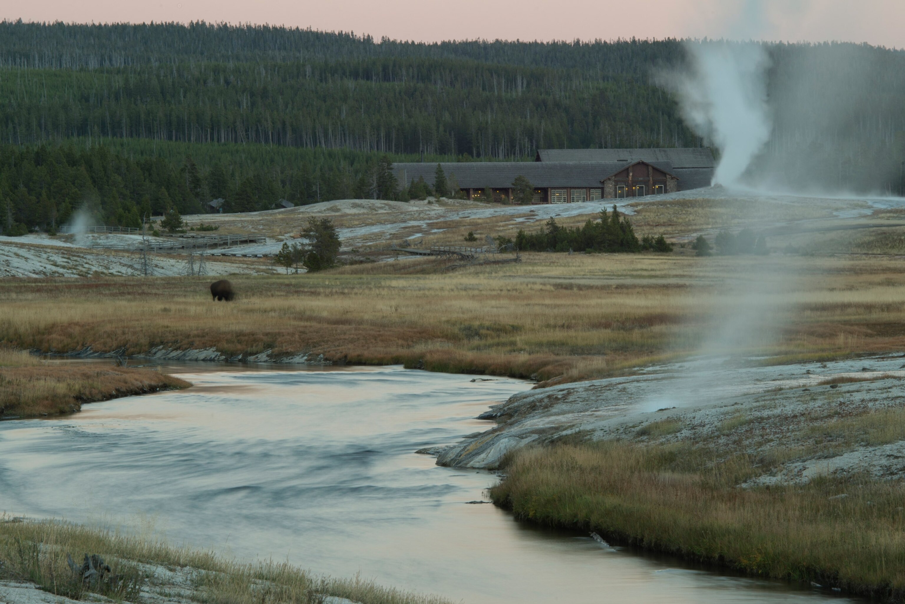 the Old Faithful lodge in Yellowstone National Park in Wyoming