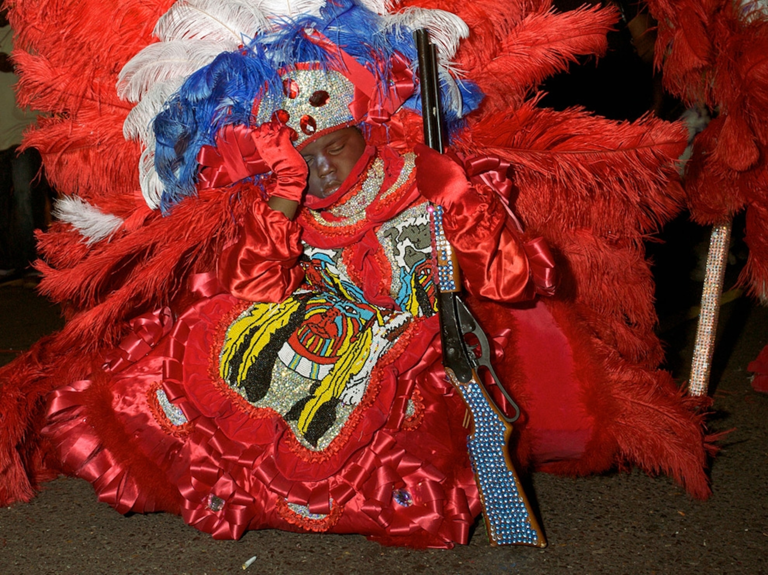 Boy in costume with gun