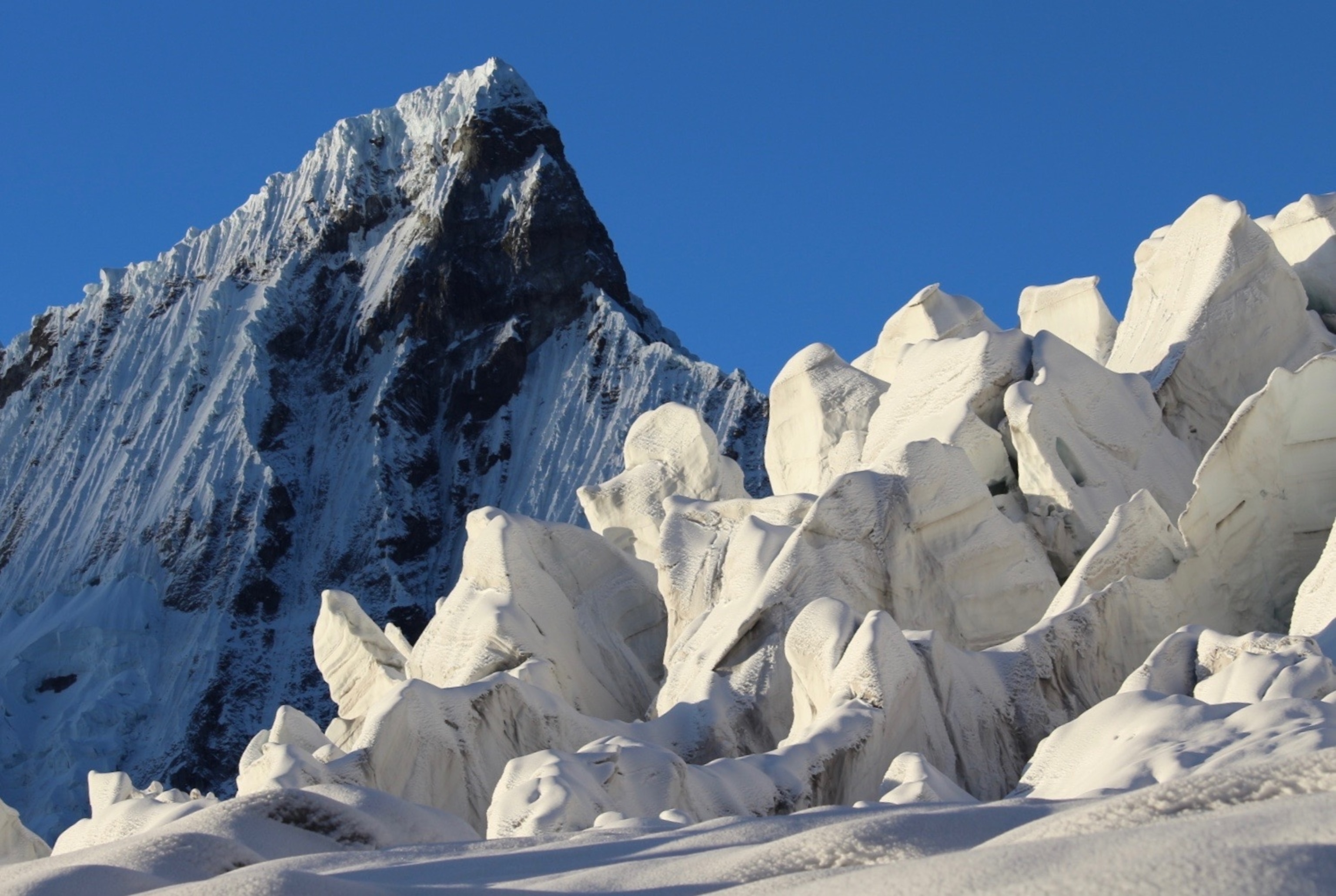 crevasse field on Yanapaccha glacier