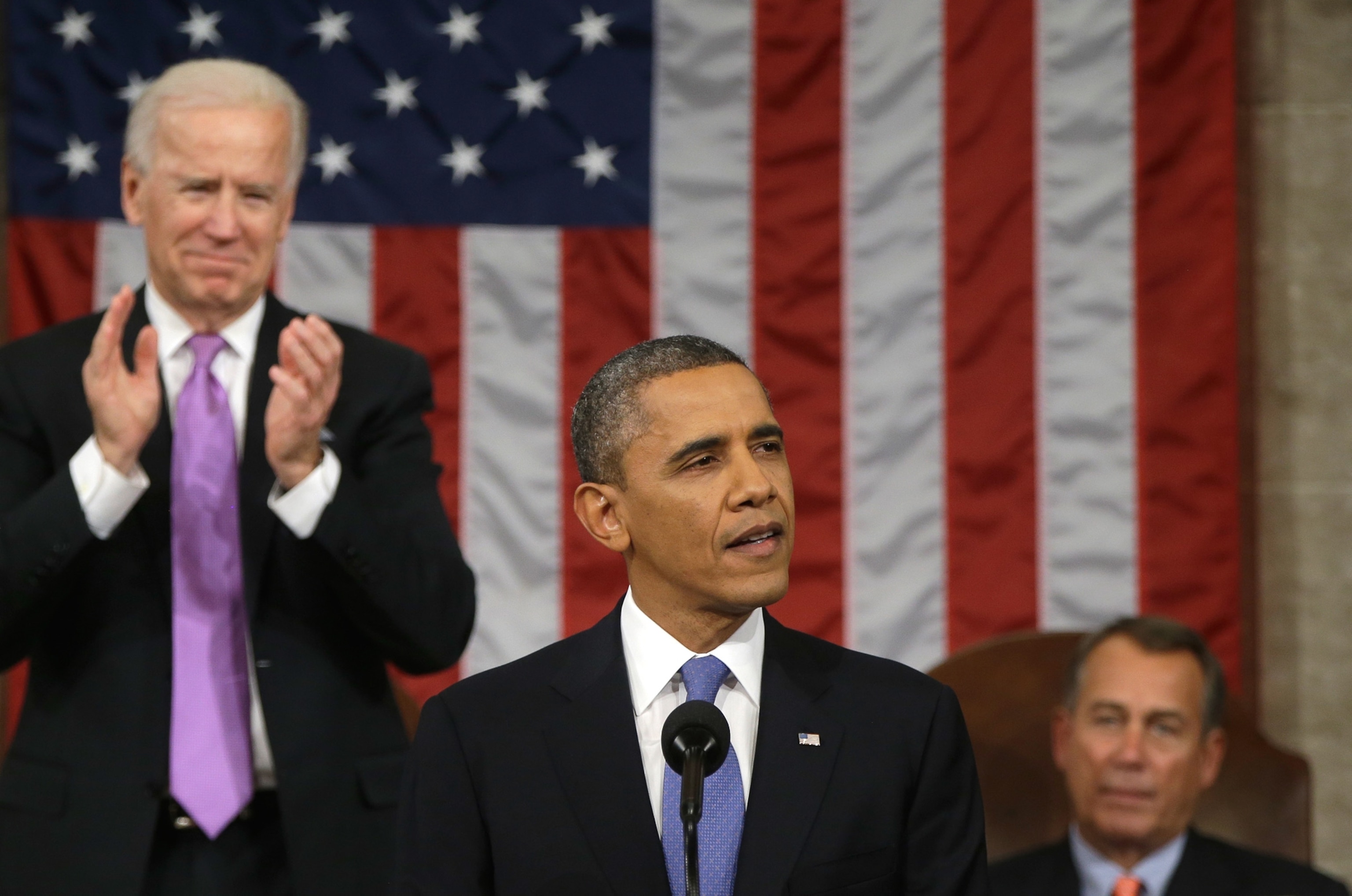 President Barack Obama addresses the nation during the 2013 State of the Union in Washington D.C.
