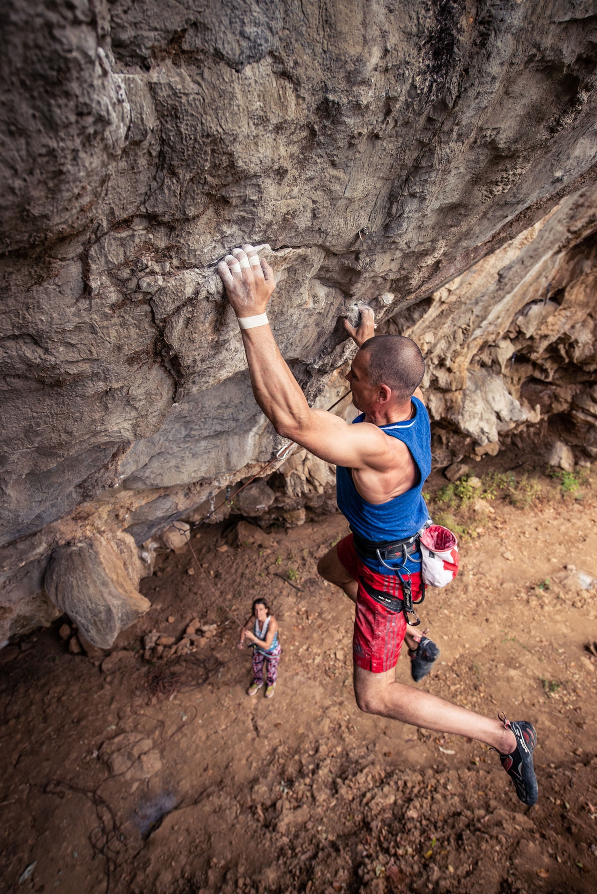 husband and wife climbers Volker and Isabelle Schöffl in Laos