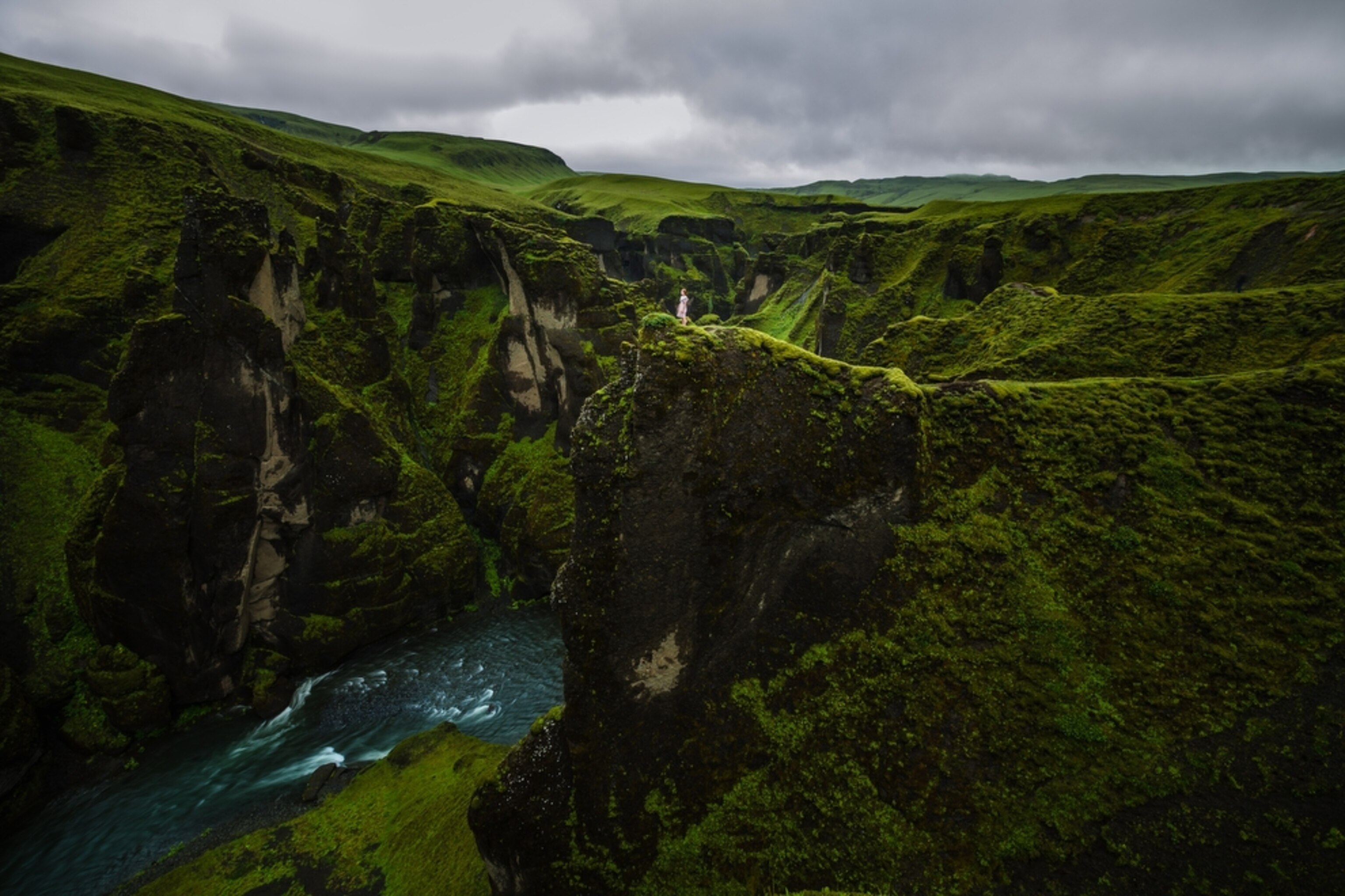 valleys and cliffs near Fjarargljufur, Iceland