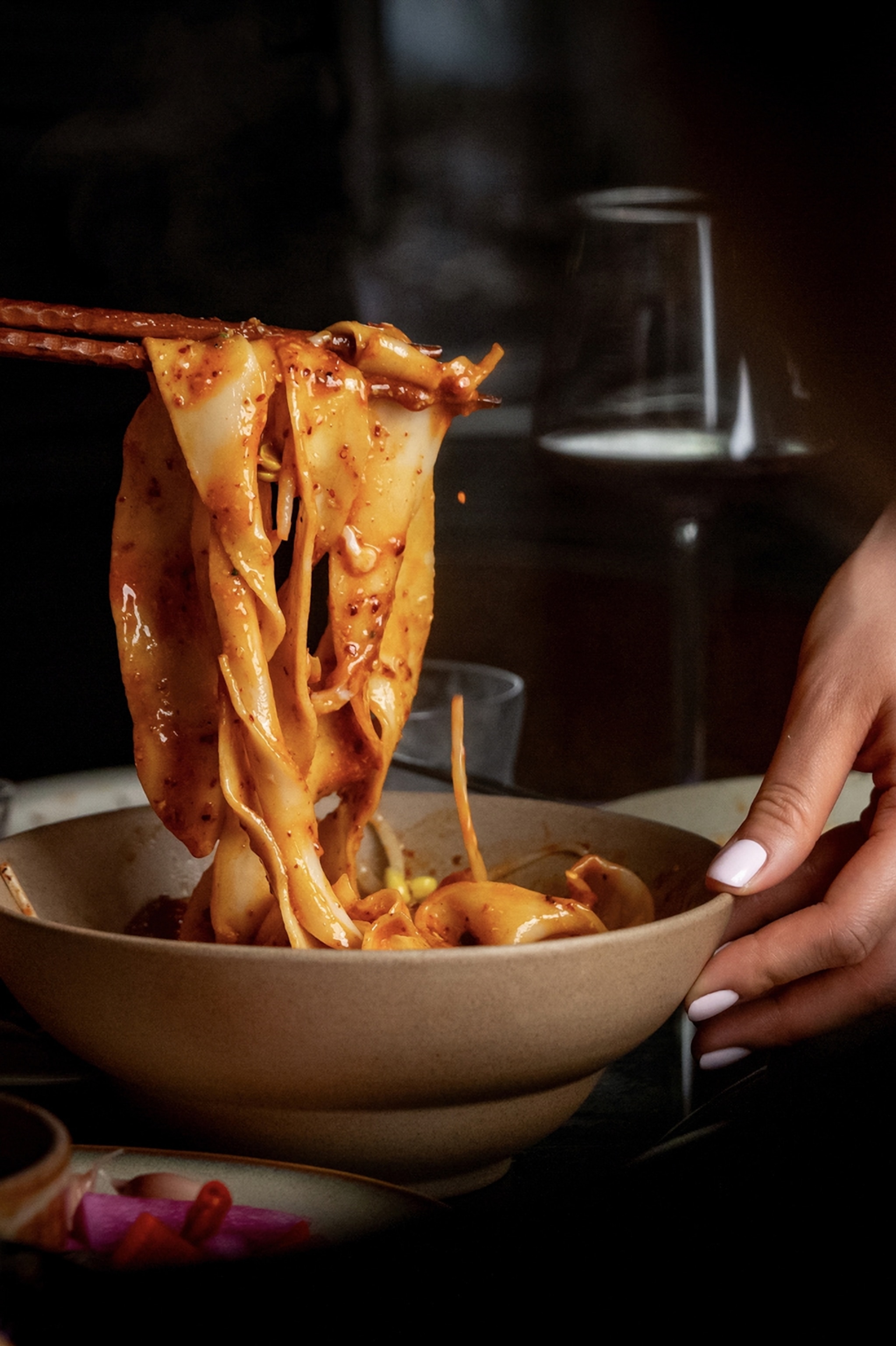 Spicy noodles at Cila restaurant.