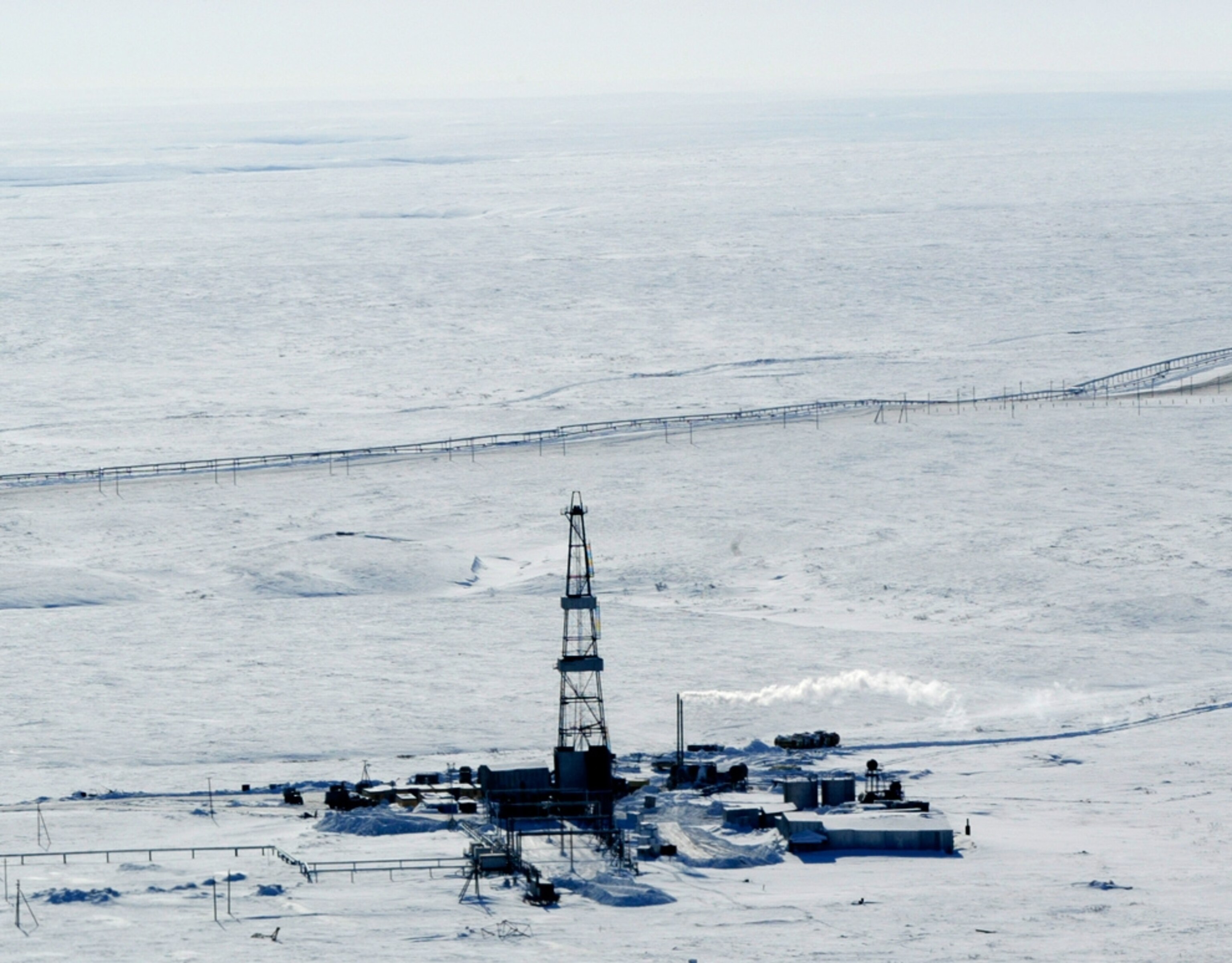 A drilling rig at the Val Gamburtseva oil fields in Russia's Arctic waters