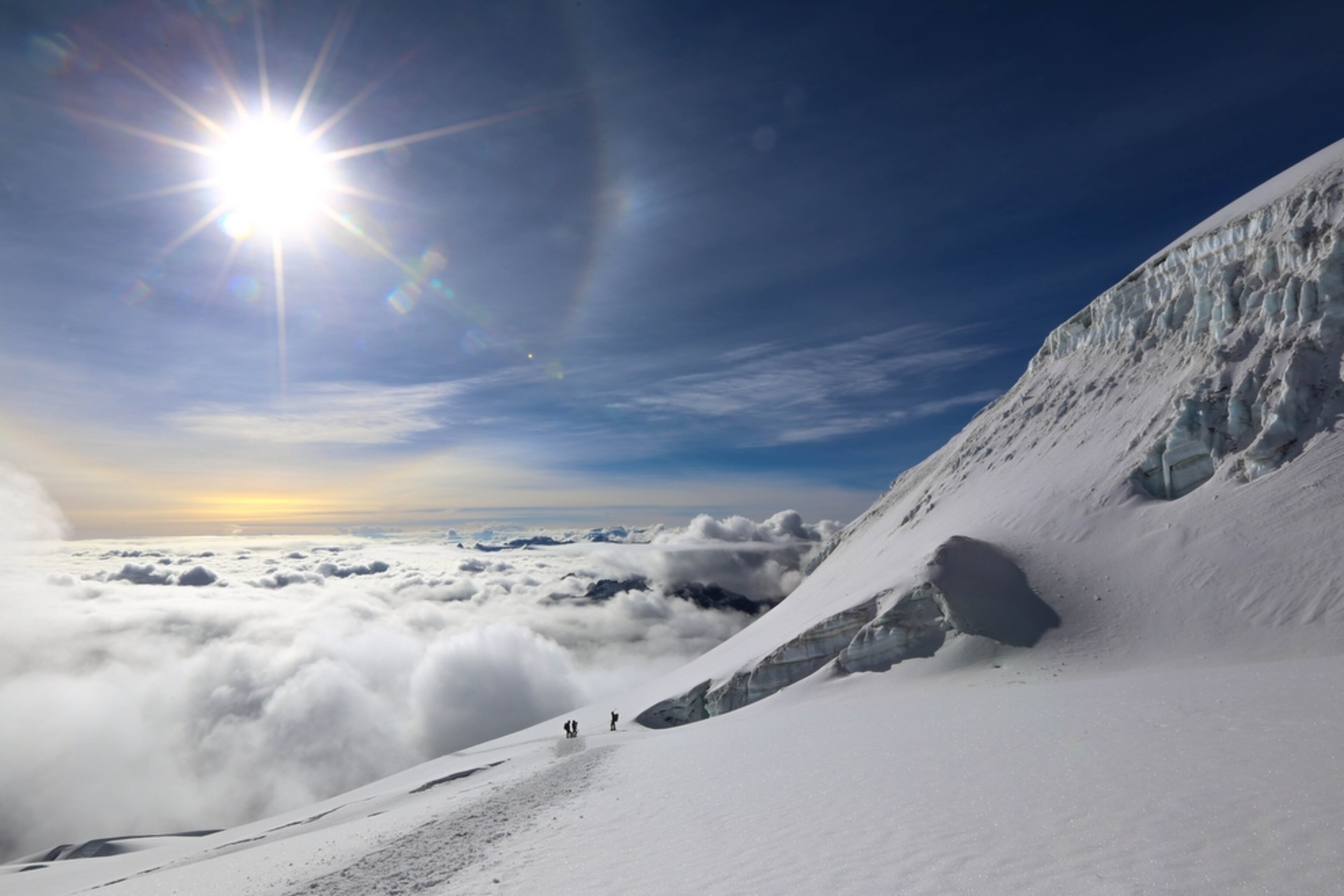 climbers on a mountain in Bolivia