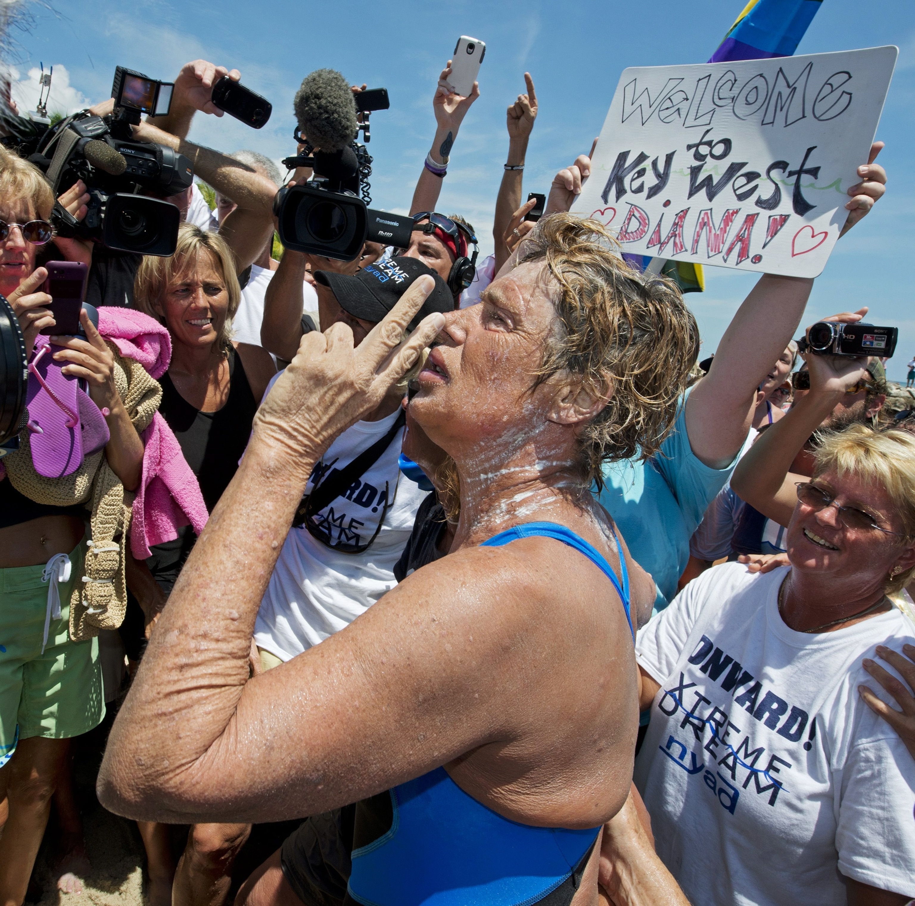 Diana Nyad tells supporters and fans that you are "never too old to chase your dreams" after completing a 111-mile swim from Cuba to Key West, Florida.