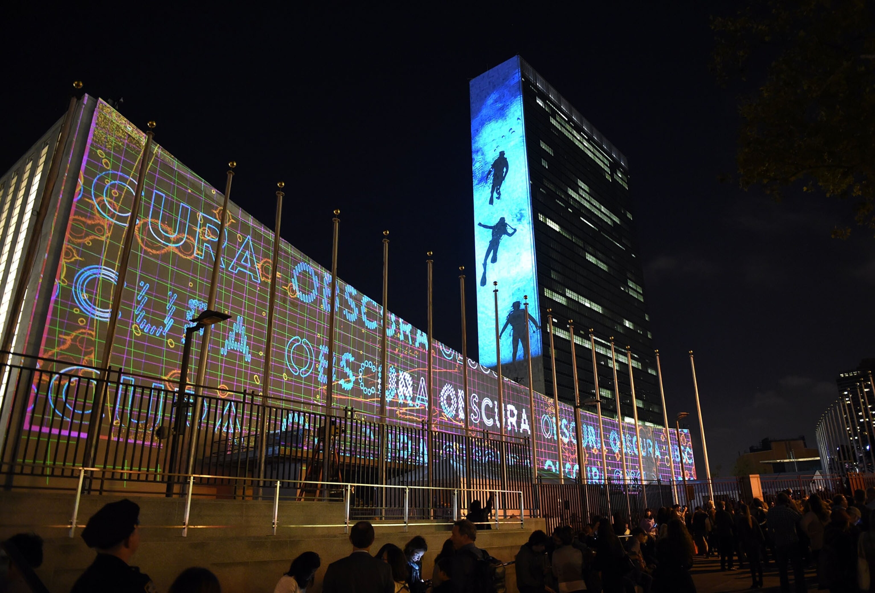In the lead-up to the United Nations Secretary-Generals Climate Summit, the United Nations Department of Public Information will present illUmiNations "PROTECTING OUR PLANET" on the west facade of the General Assembly Hall and the north facade of the Secretariat building September 20, 2014 at the United Nations in New York.