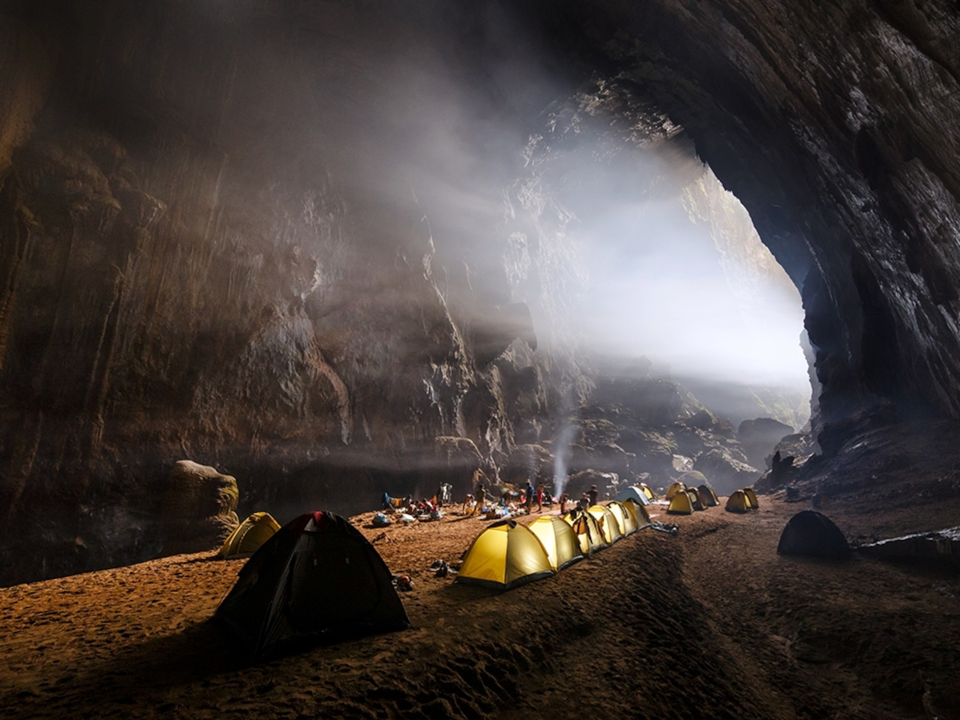 camping tents at Hang Son Doong cave, Vietnam
