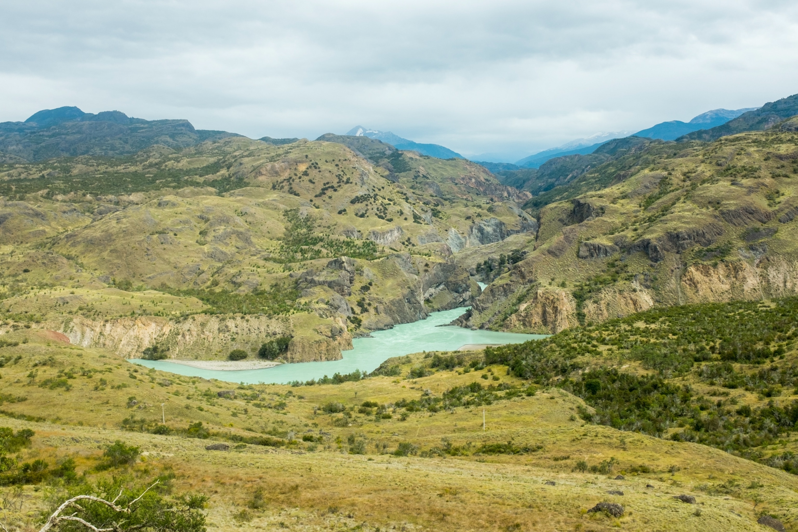 Baker River winds through Patagonian mountains.