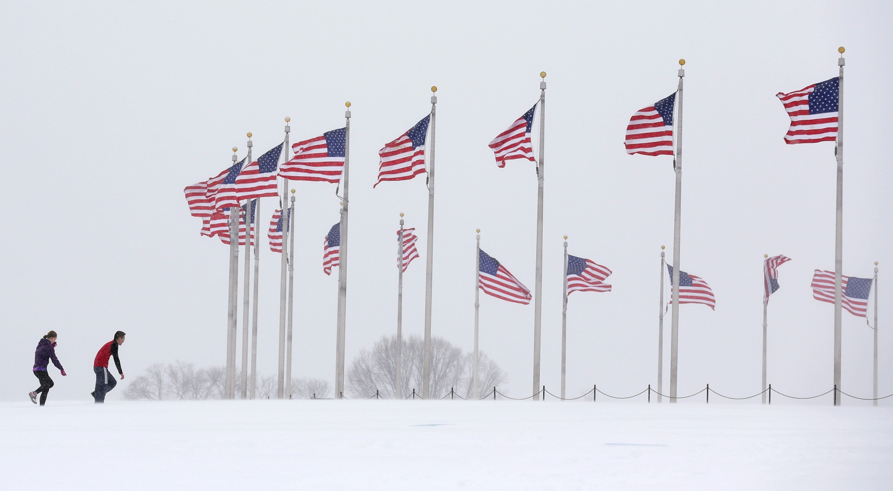 Washington Monument during a winter storm in Washington January 23, 2016