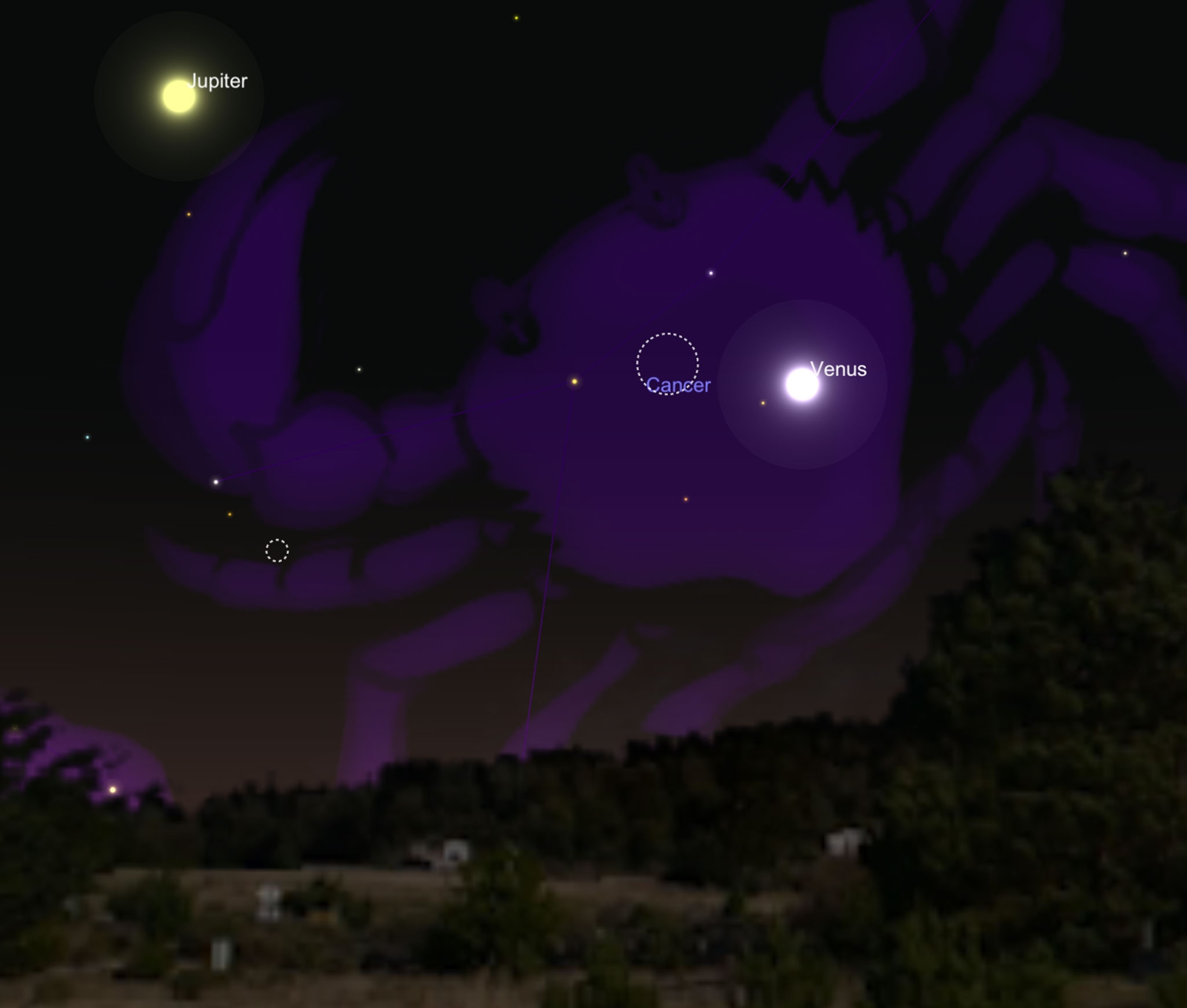 Venus with the Beehive star cluster.