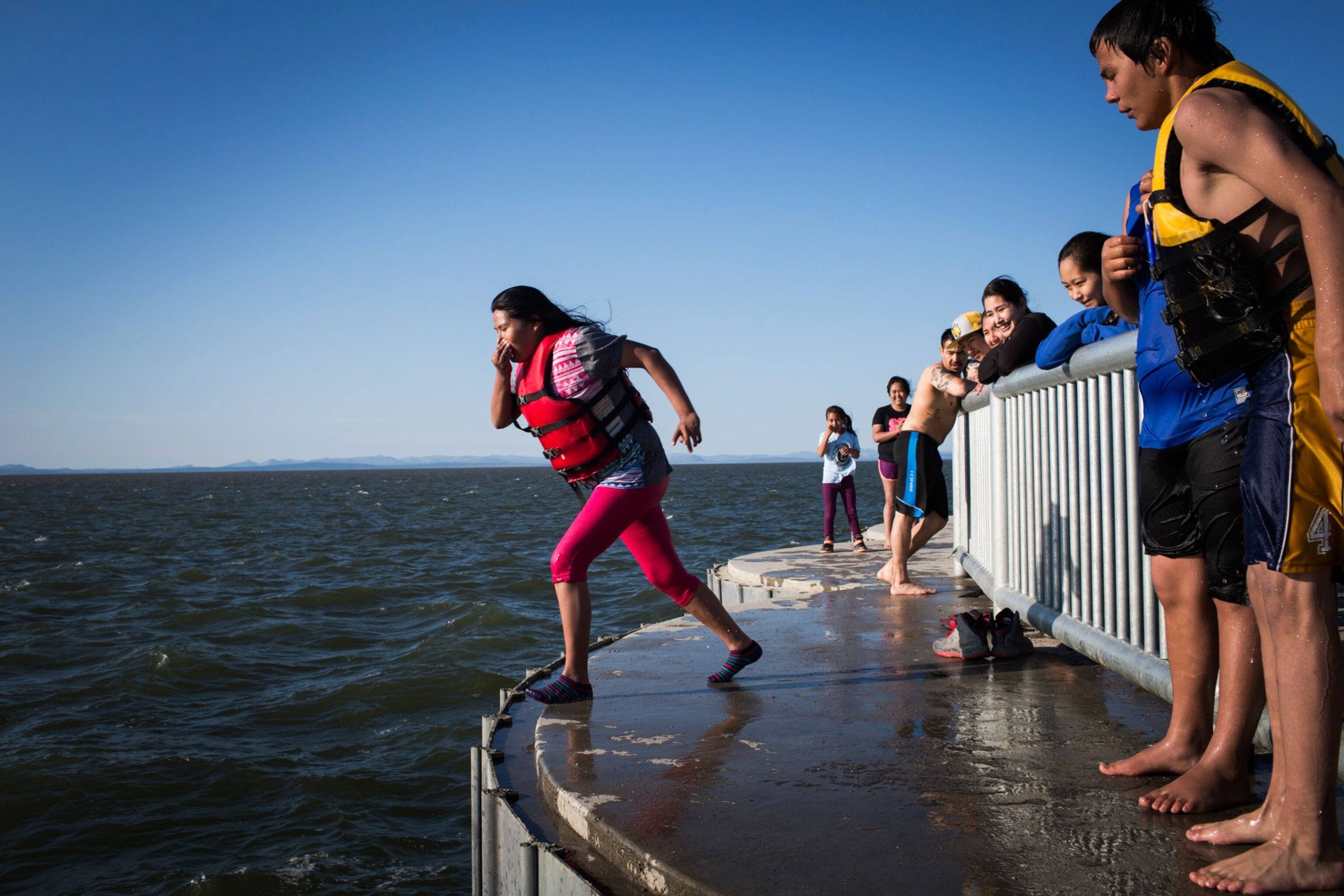 children in Alaska swimming