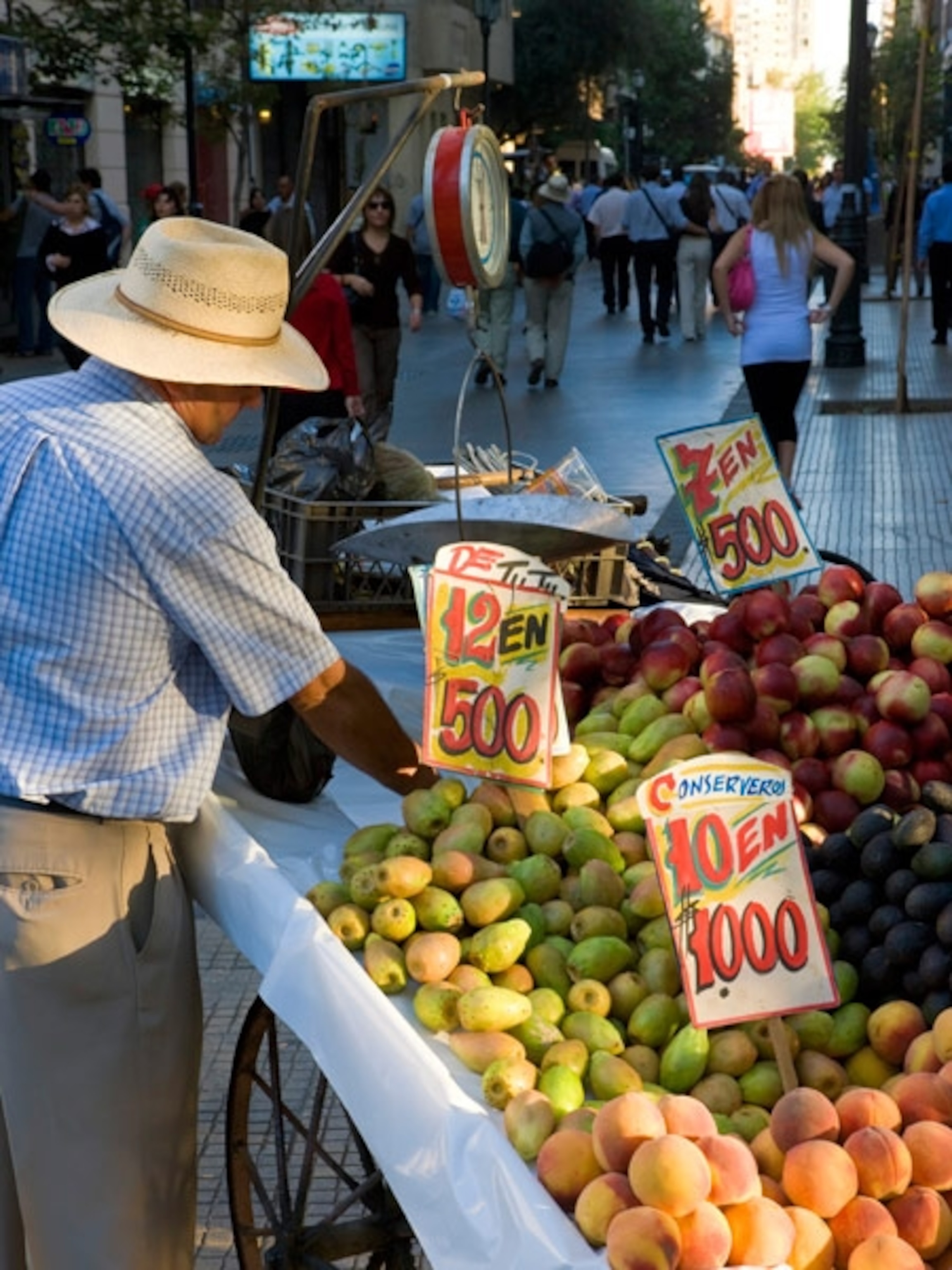 a fruit cart in Santiago, Chile