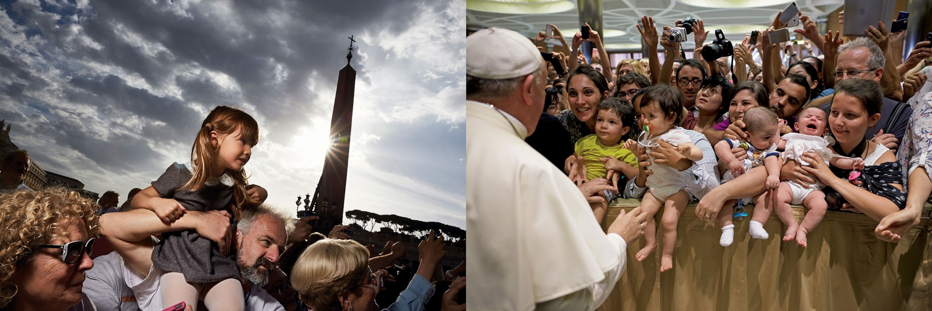 Pope Francis interacting with pilgrims in St. Peter's Square