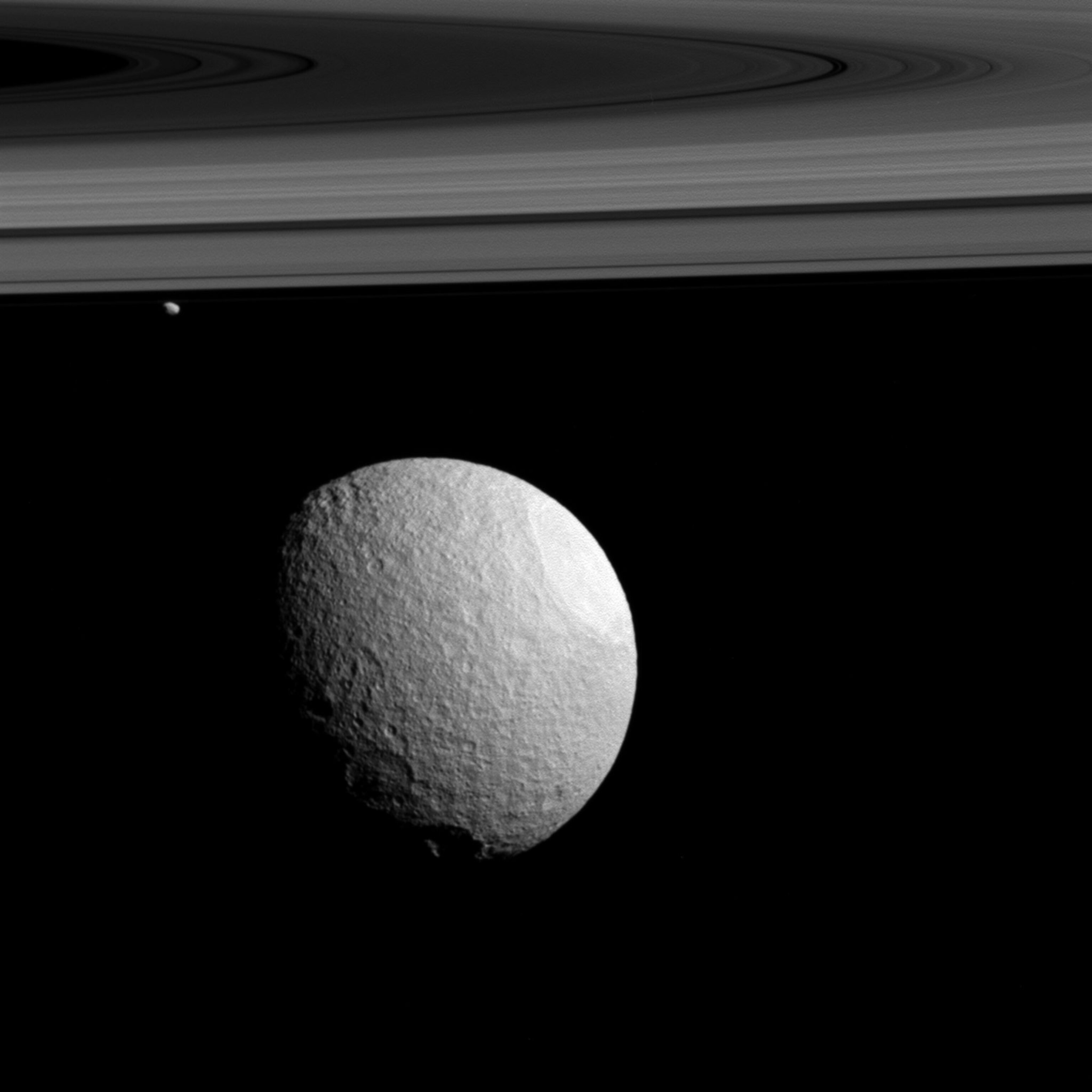 a moon near Saturn's rings