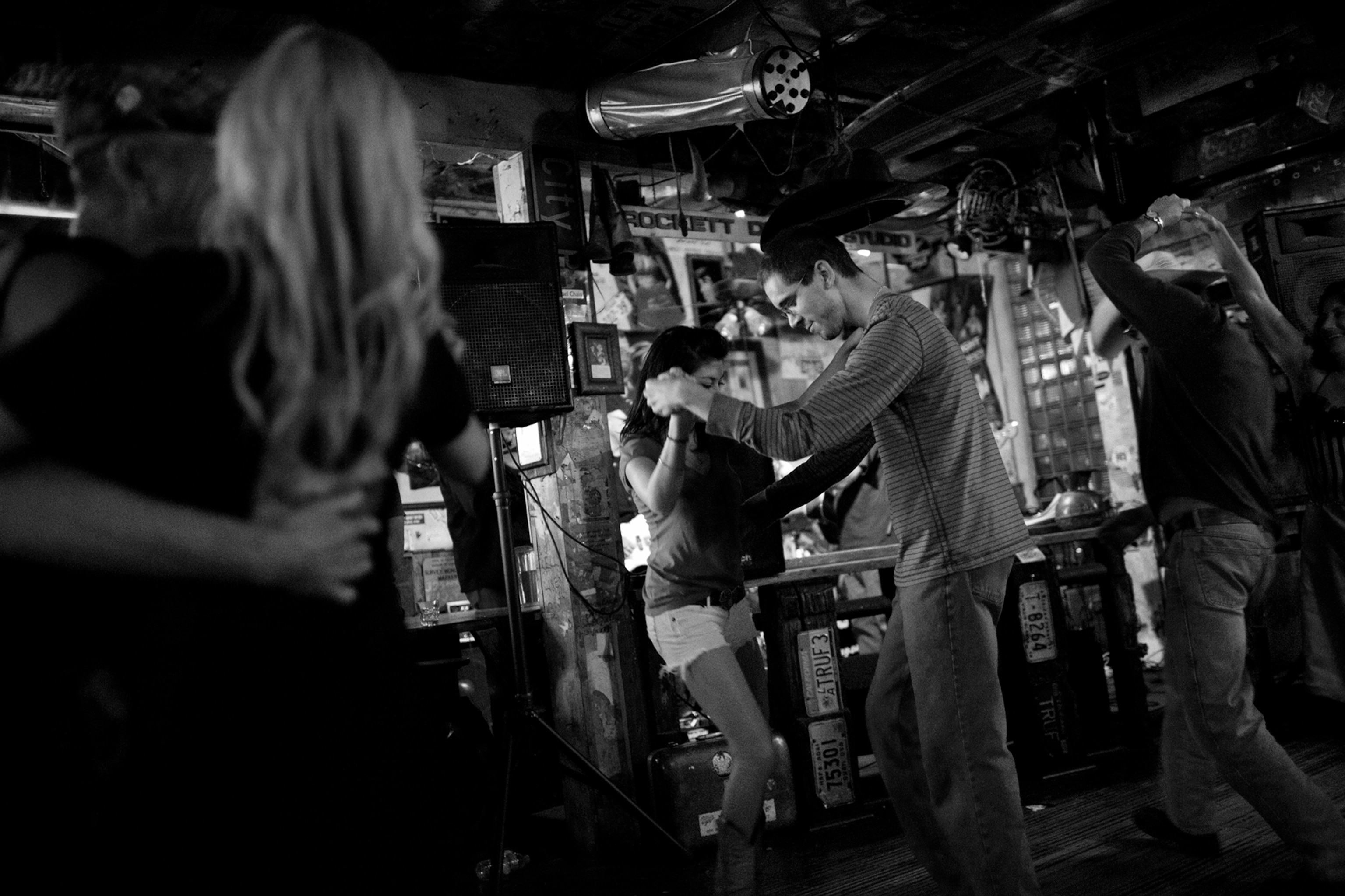 Nick dancing in a bar