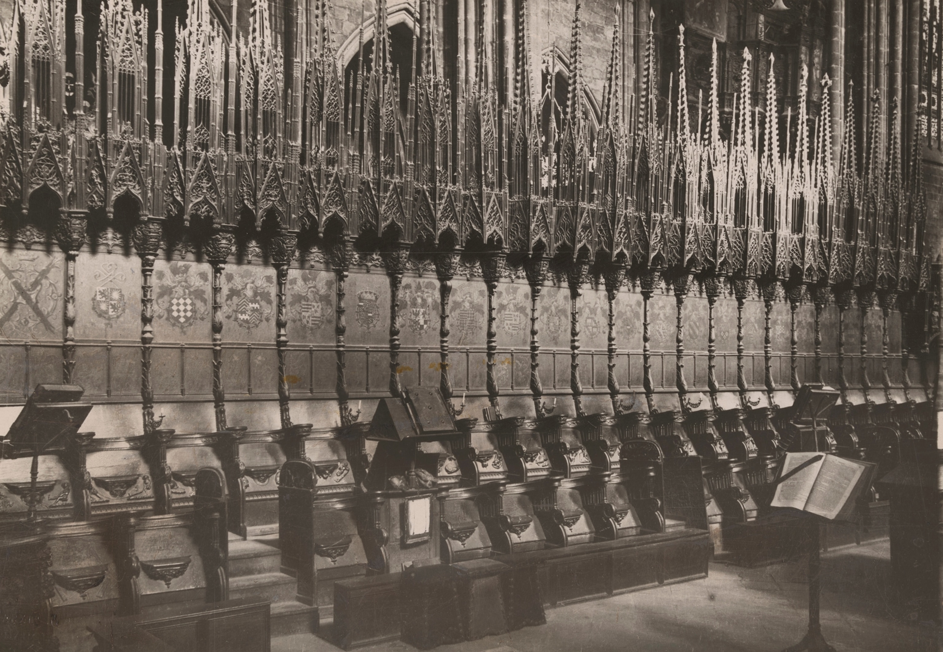A view of the choir stalls of Barcelona's old cathedral.